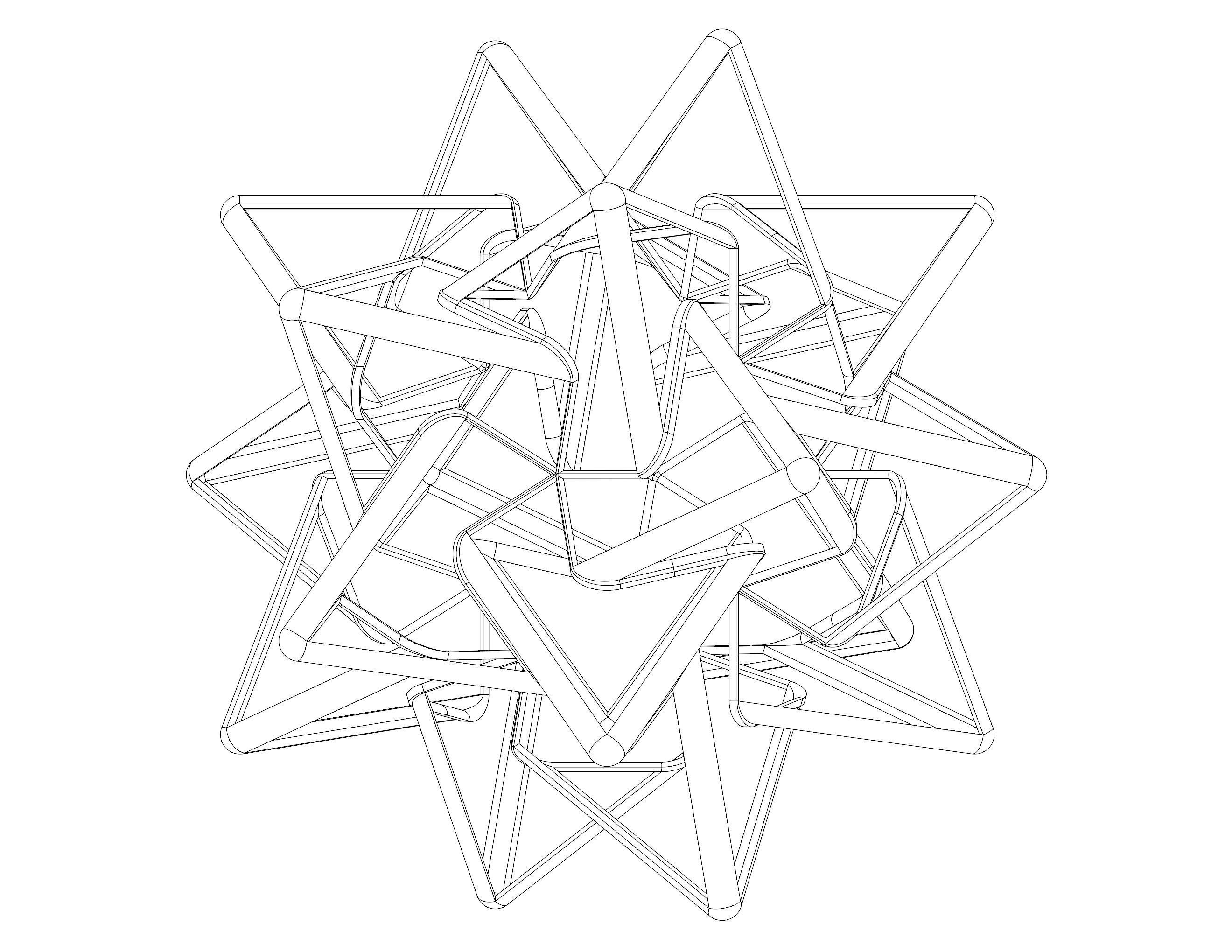 Wireframe Shape Compound of Five Tetrahedra 3D print model_26