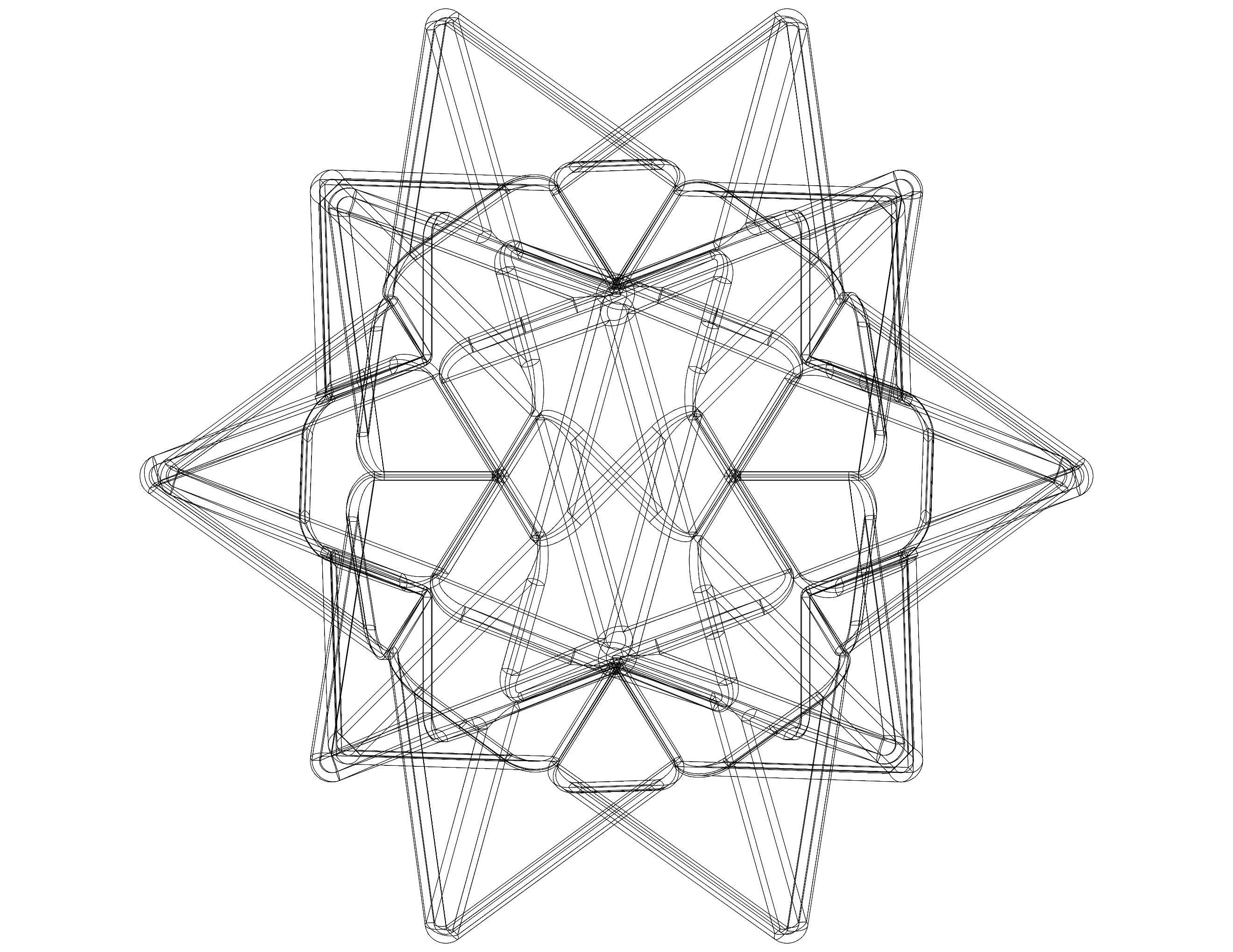 Wireframe Shape Compound of Five Tetrahedra 3D print model_16