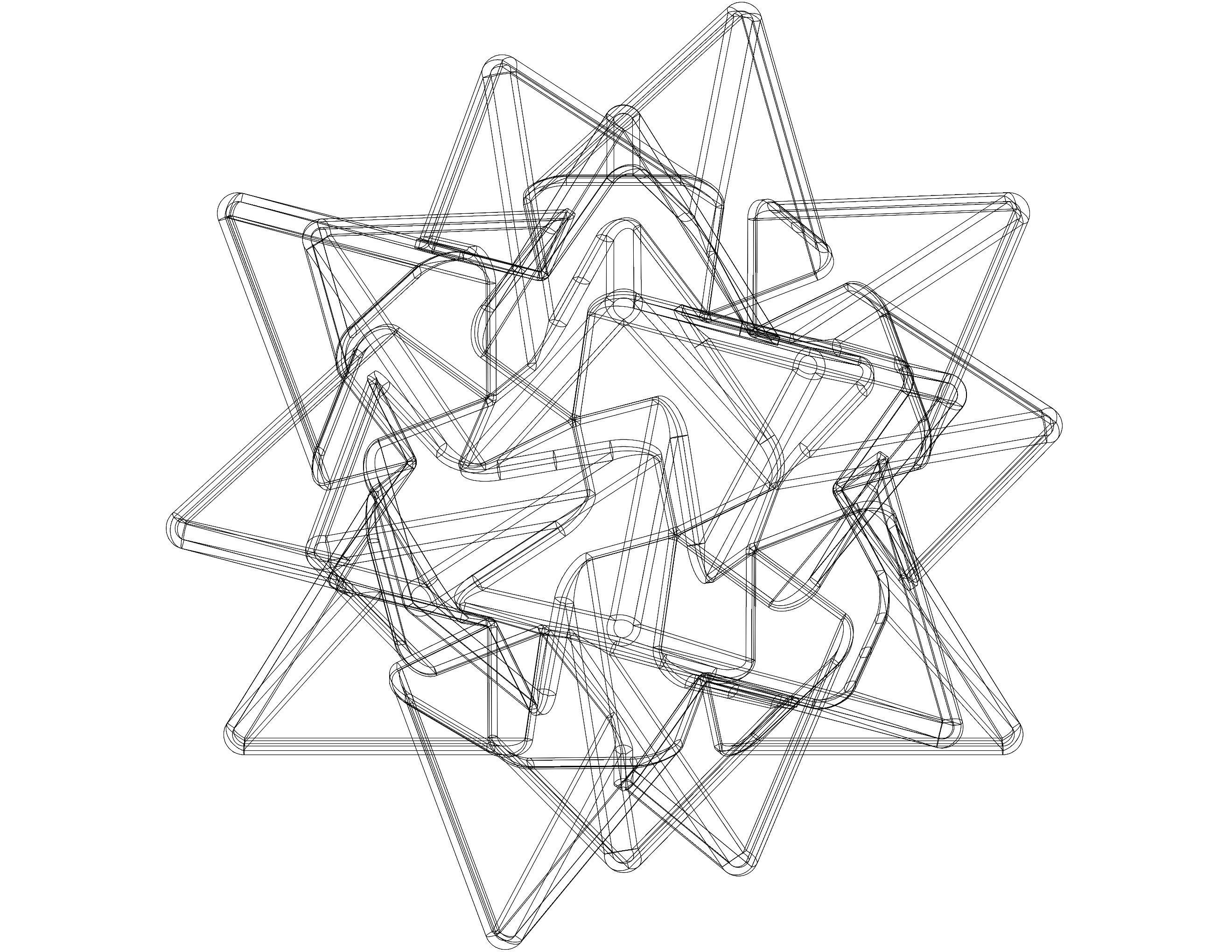 Wireframe Shape Compound of Five Tetrahedra 3D print model_4