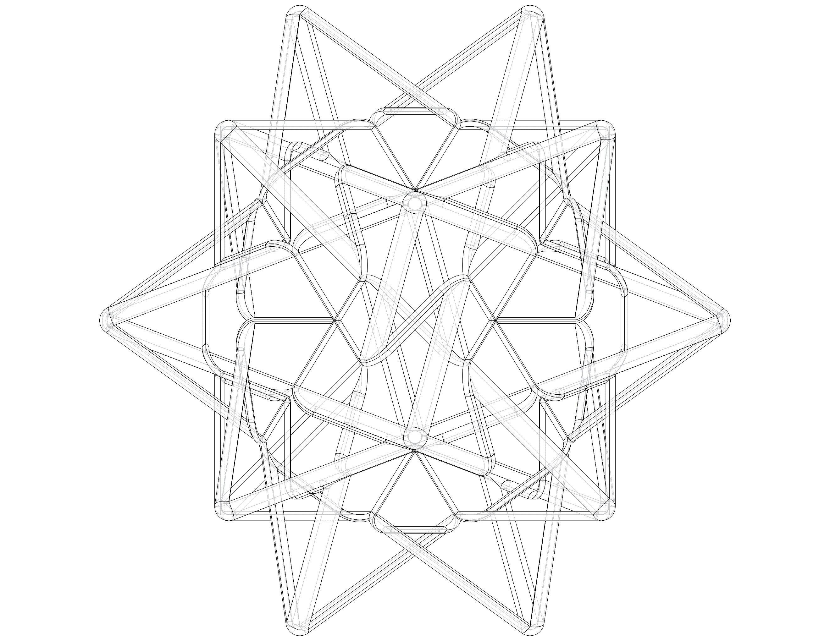 Wireframe Shape Compound of Five Tetrahedra 3D print model_31