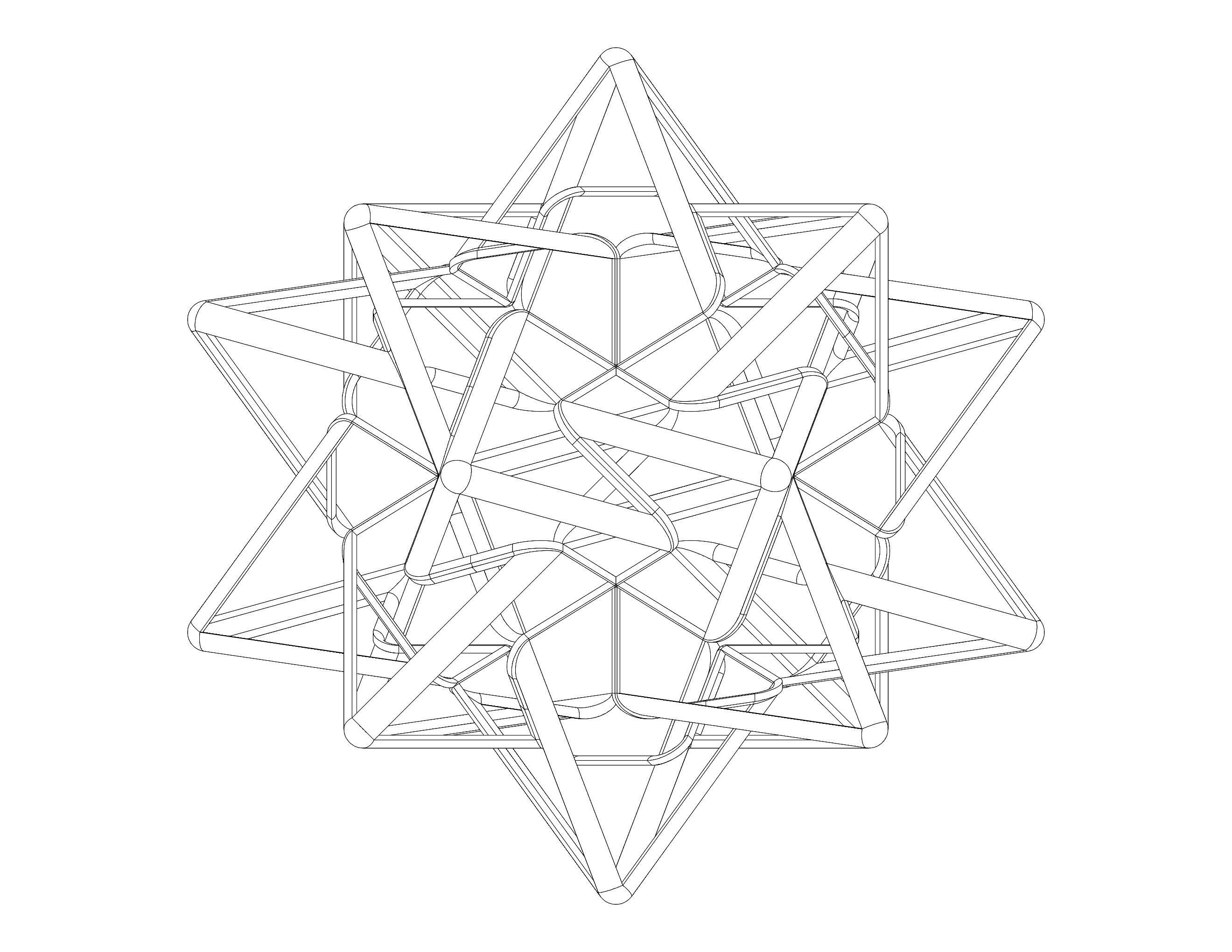 Wireframe Shape Compound of Five Tetrahedra 3D print model_38