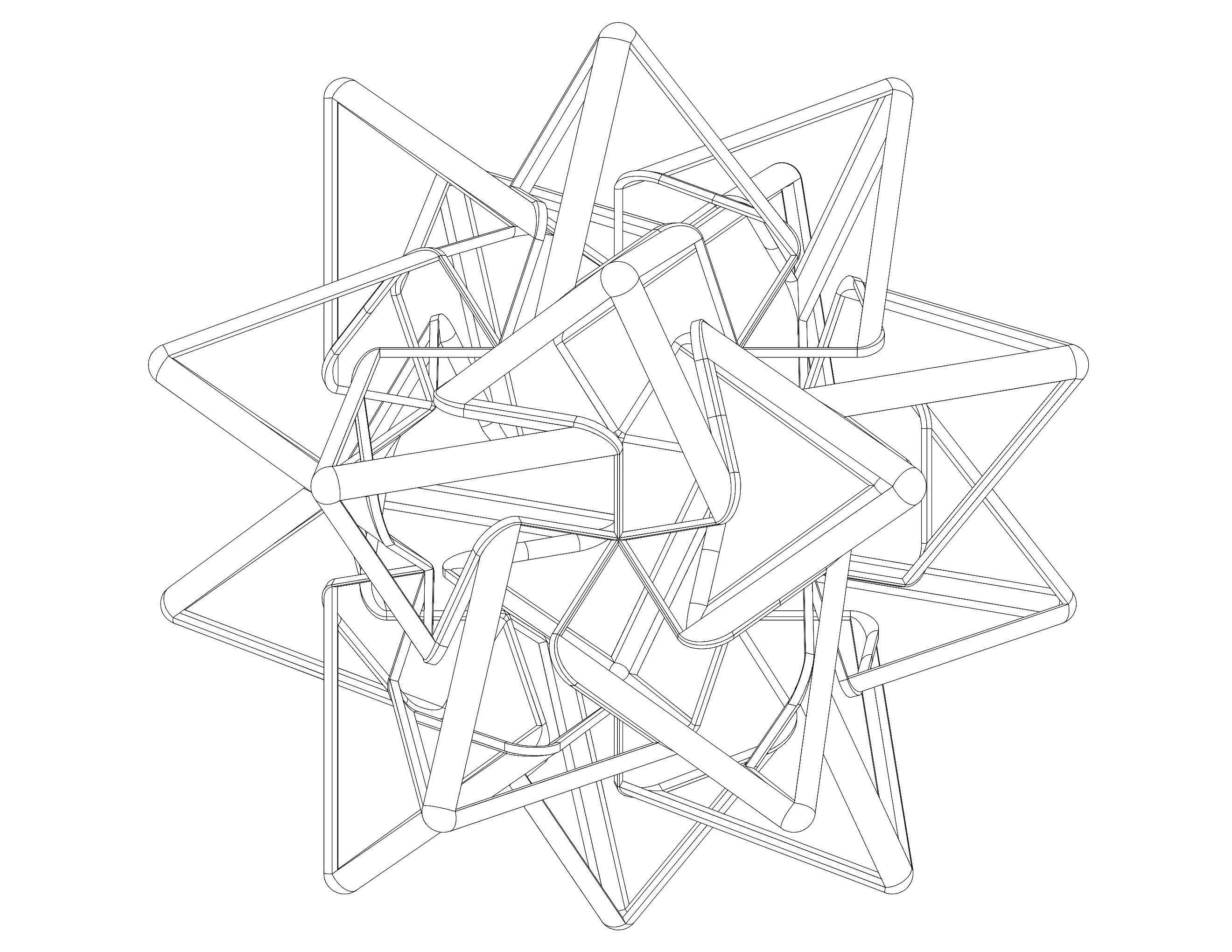 Wireframe Shape Compound of Five Tetrahedra 3D print model_18