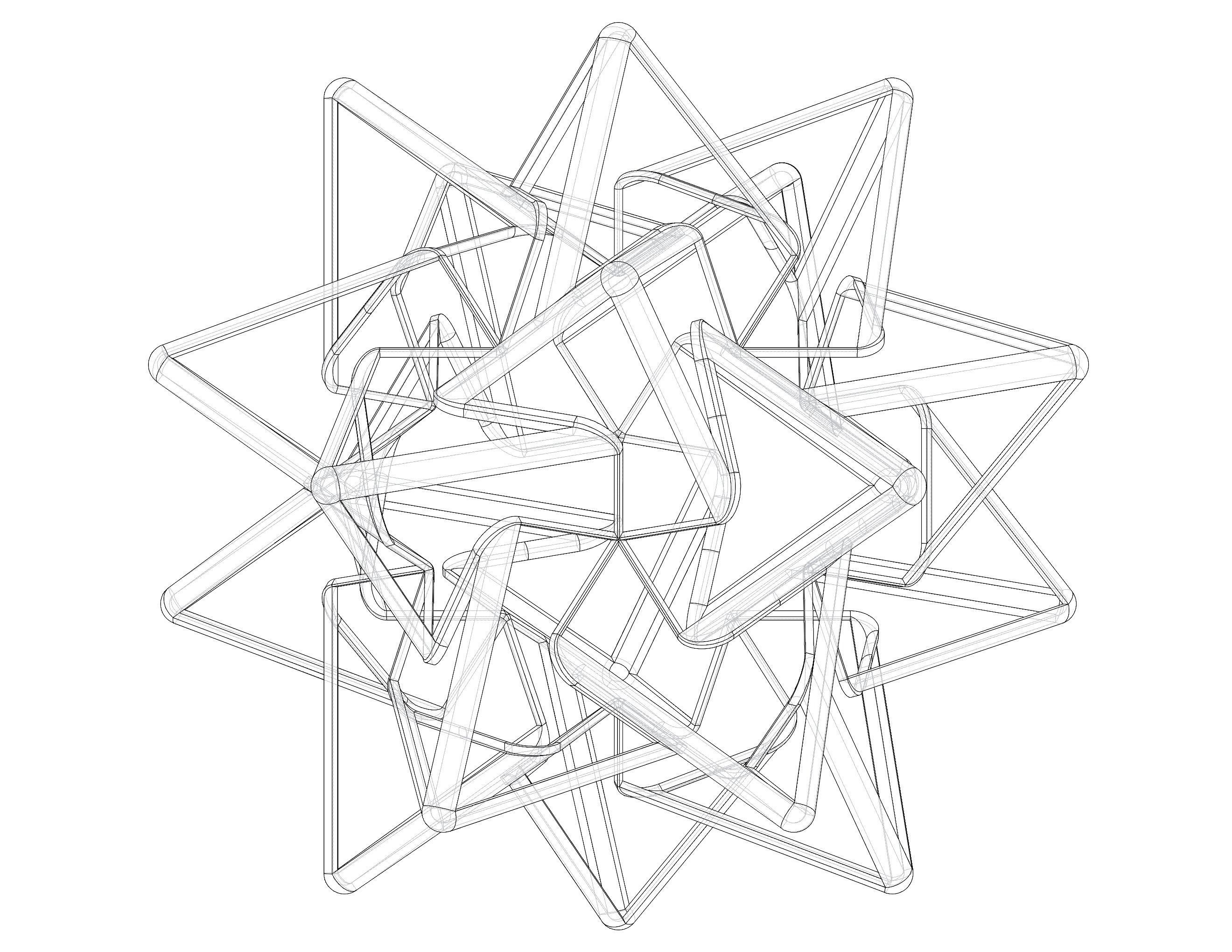 Wireframe Shape Compound of Five Tetrahedra 3D print model_19
