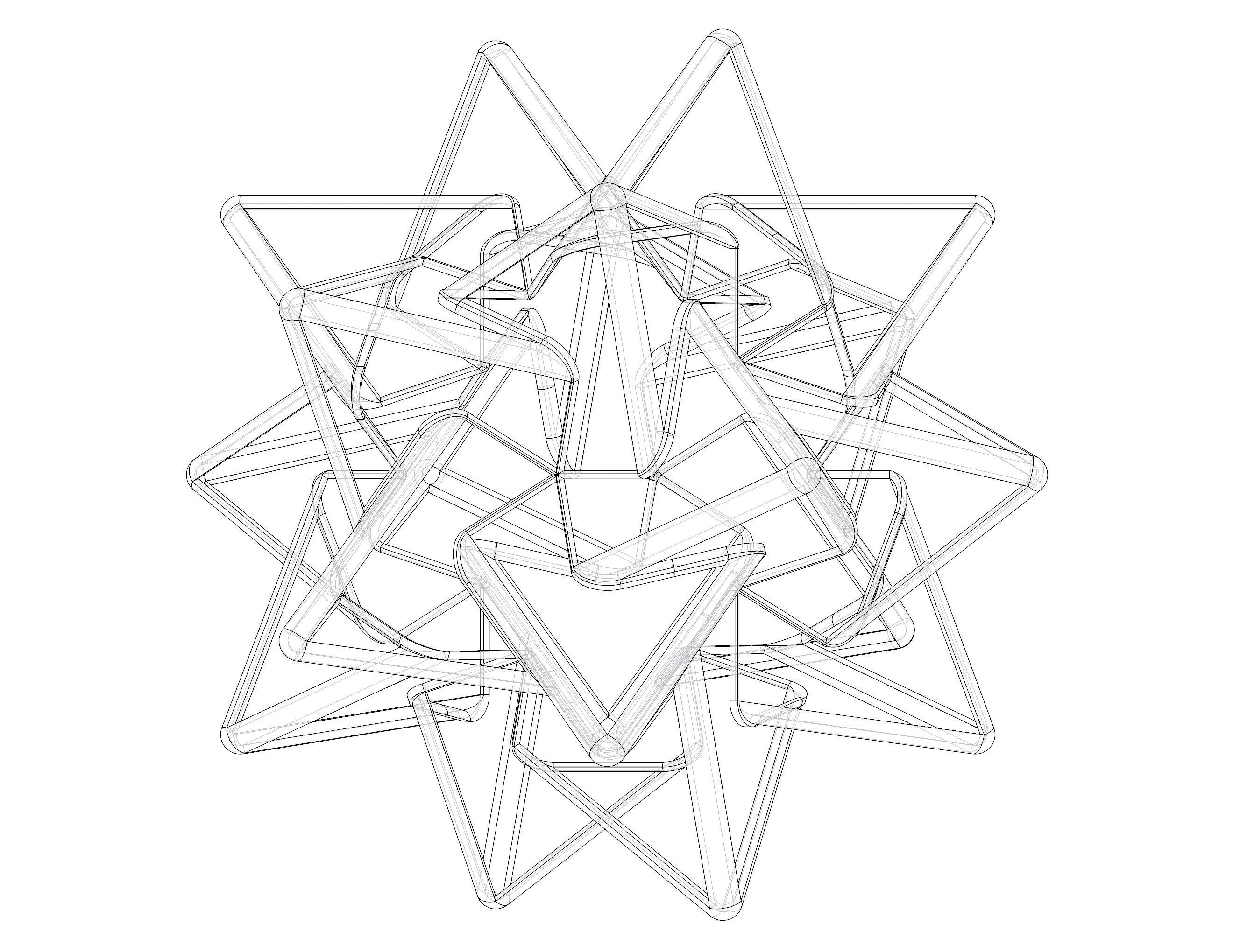 Wireframe Shape Compound of Five Tetrahedra 3D print model_27