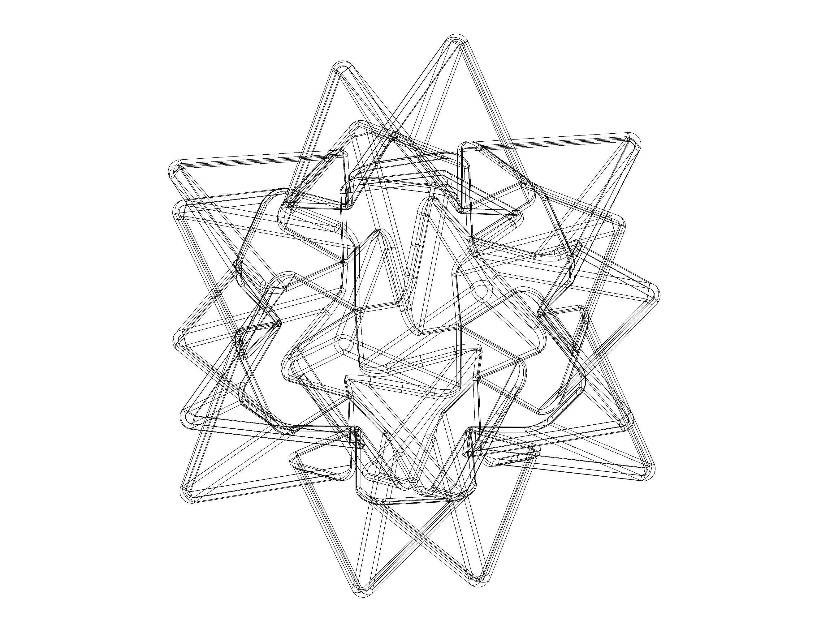 Wireframe Shape Compound of Five Tetrahedra 3D print model_12