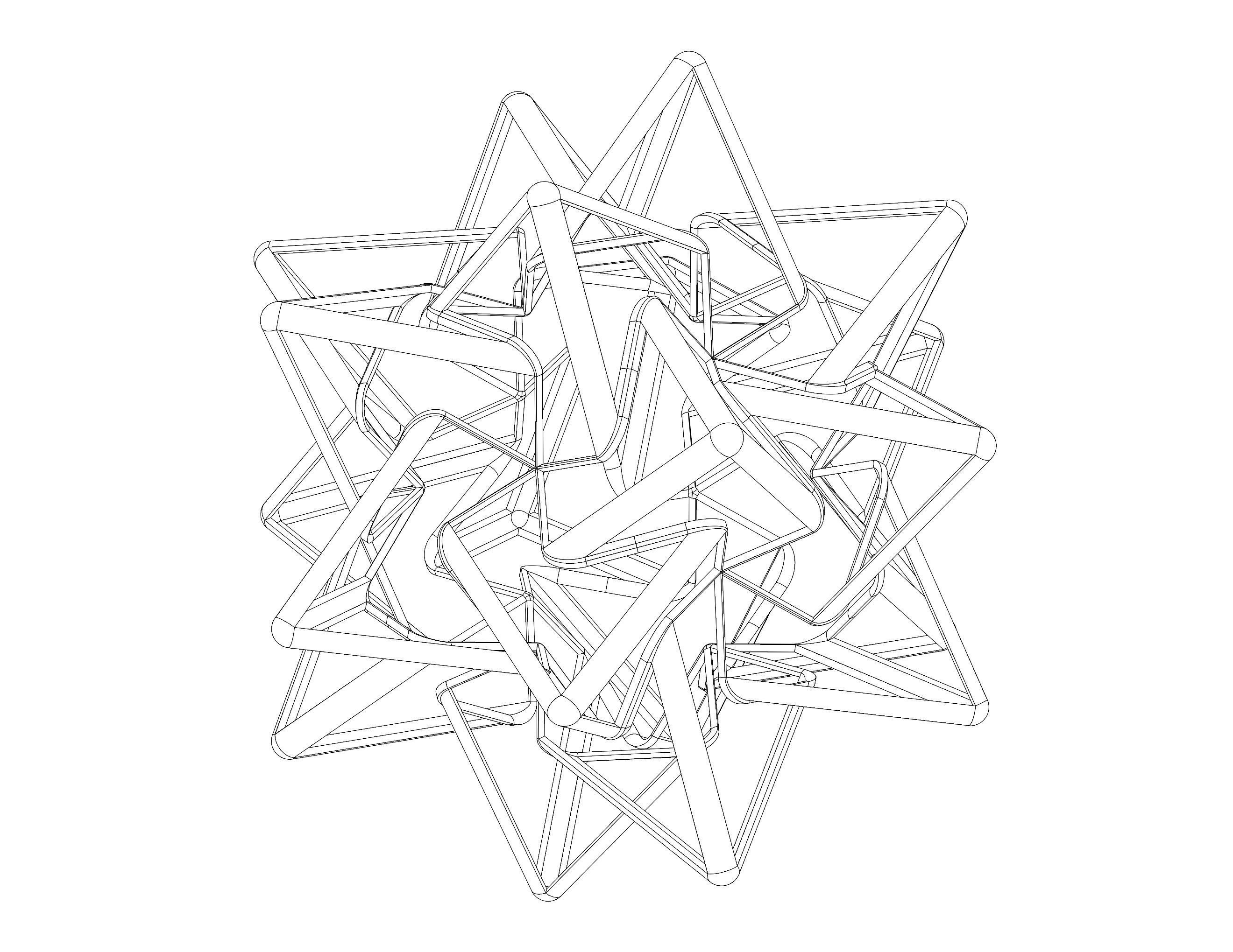 Wireframe Shape Compound of Five Tetrahedra 3D print model_10