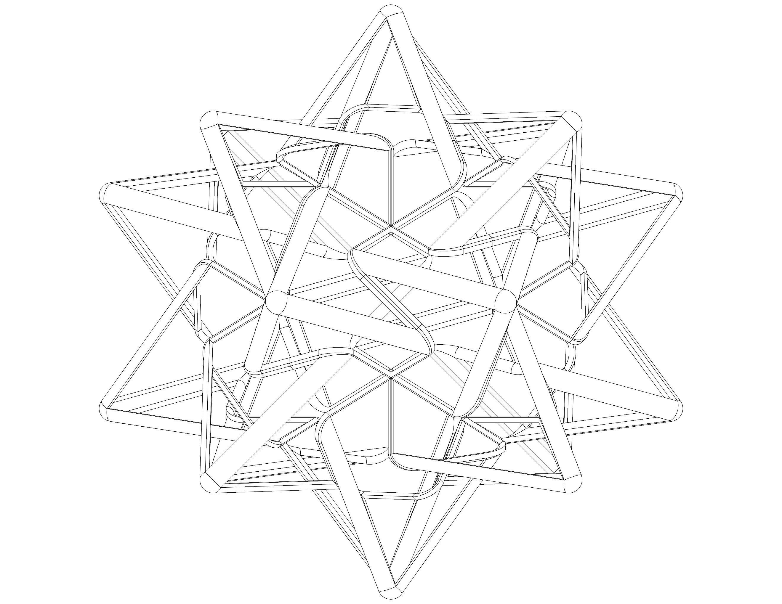 Wireframe Shape Compound of Five Tetrahedra 3D print model_22