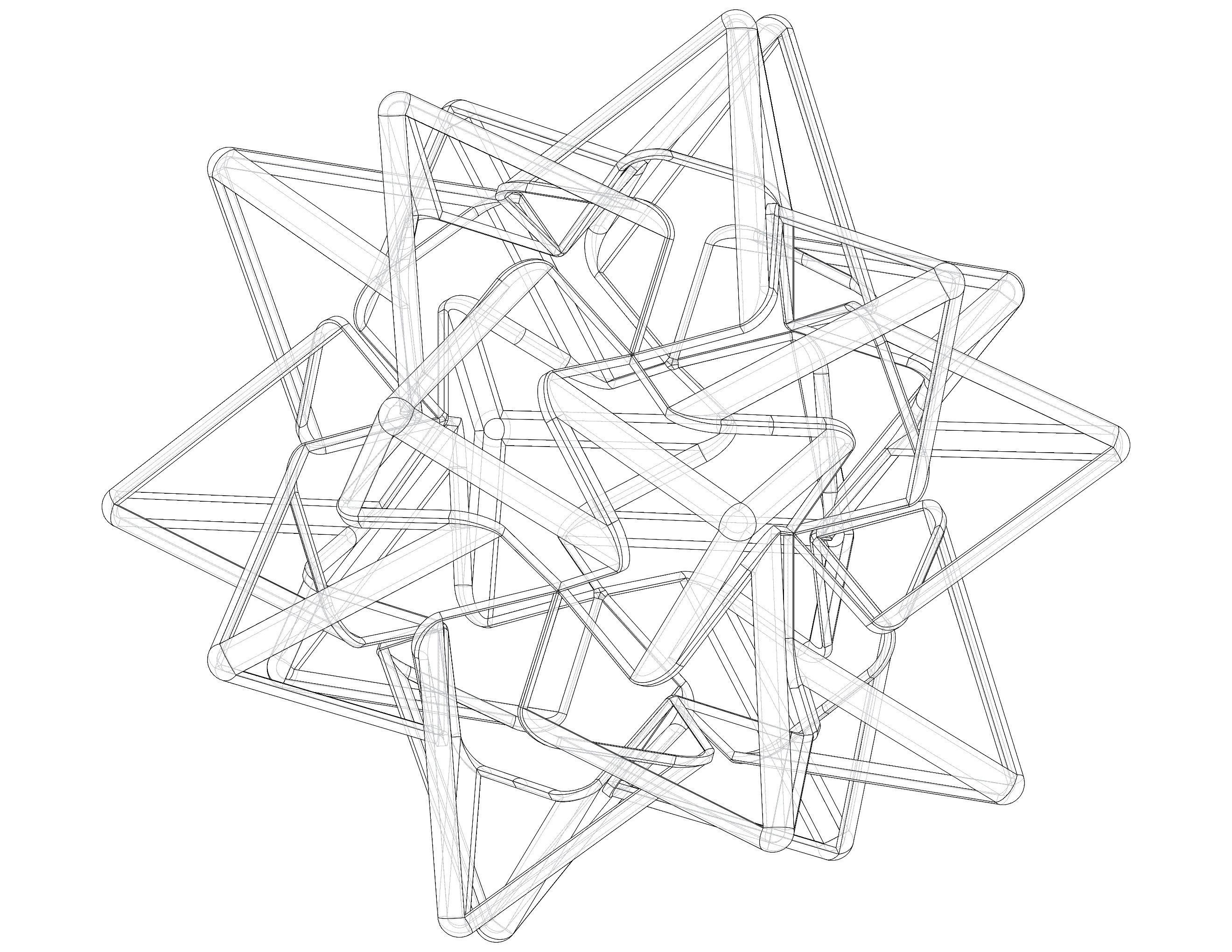 Wireframe Shape Compound of Five Tetrahedra 3D print model_35
