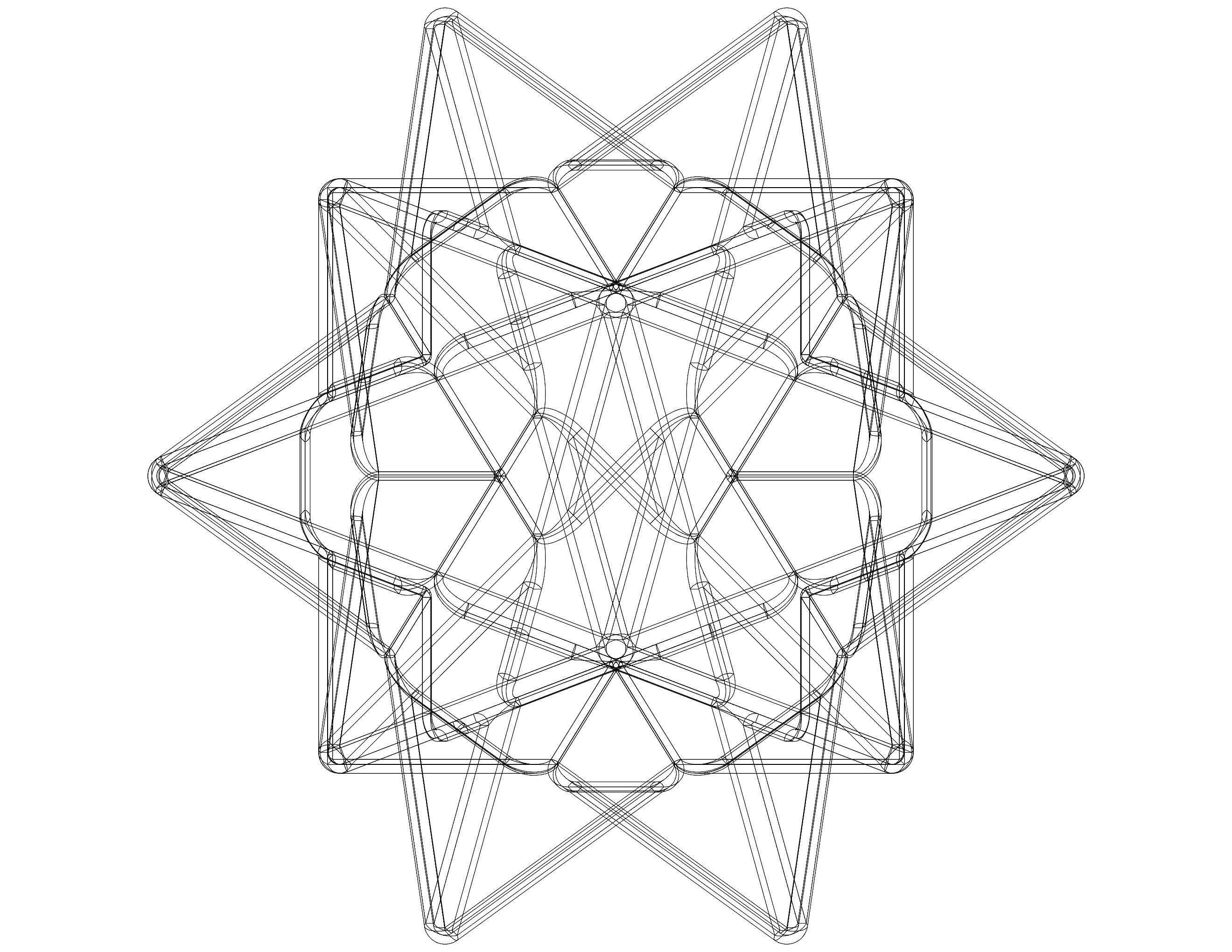 Wireframe Shape Compound of Five Tetrahedra 3D print model_32