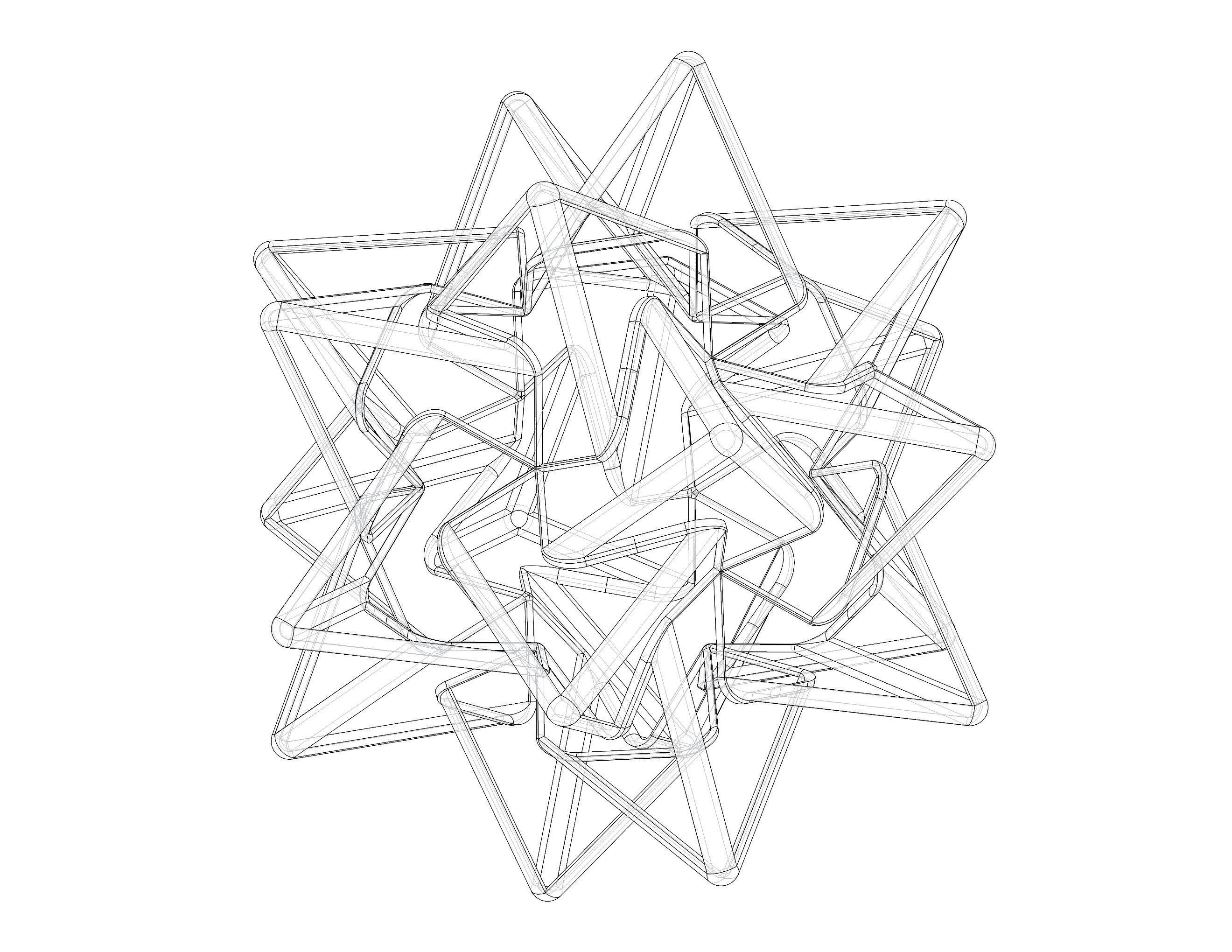 Wireframe Shape Compound of Five Tetrahedra 3D print model_11