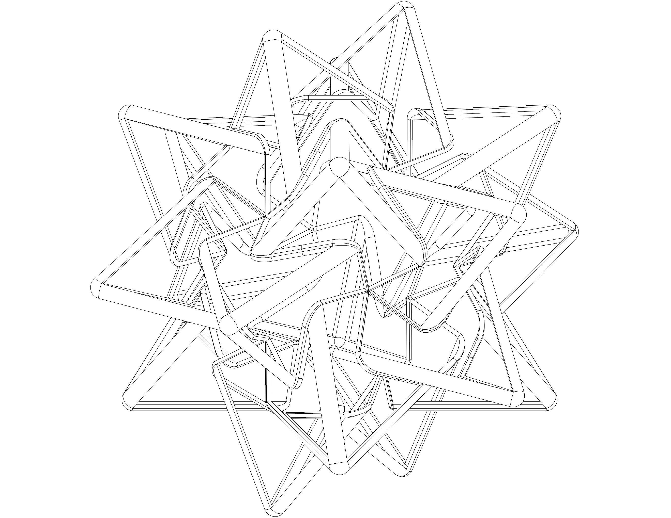 Wireframe Shape Compound of Five Tetrahedra 3D print model_2