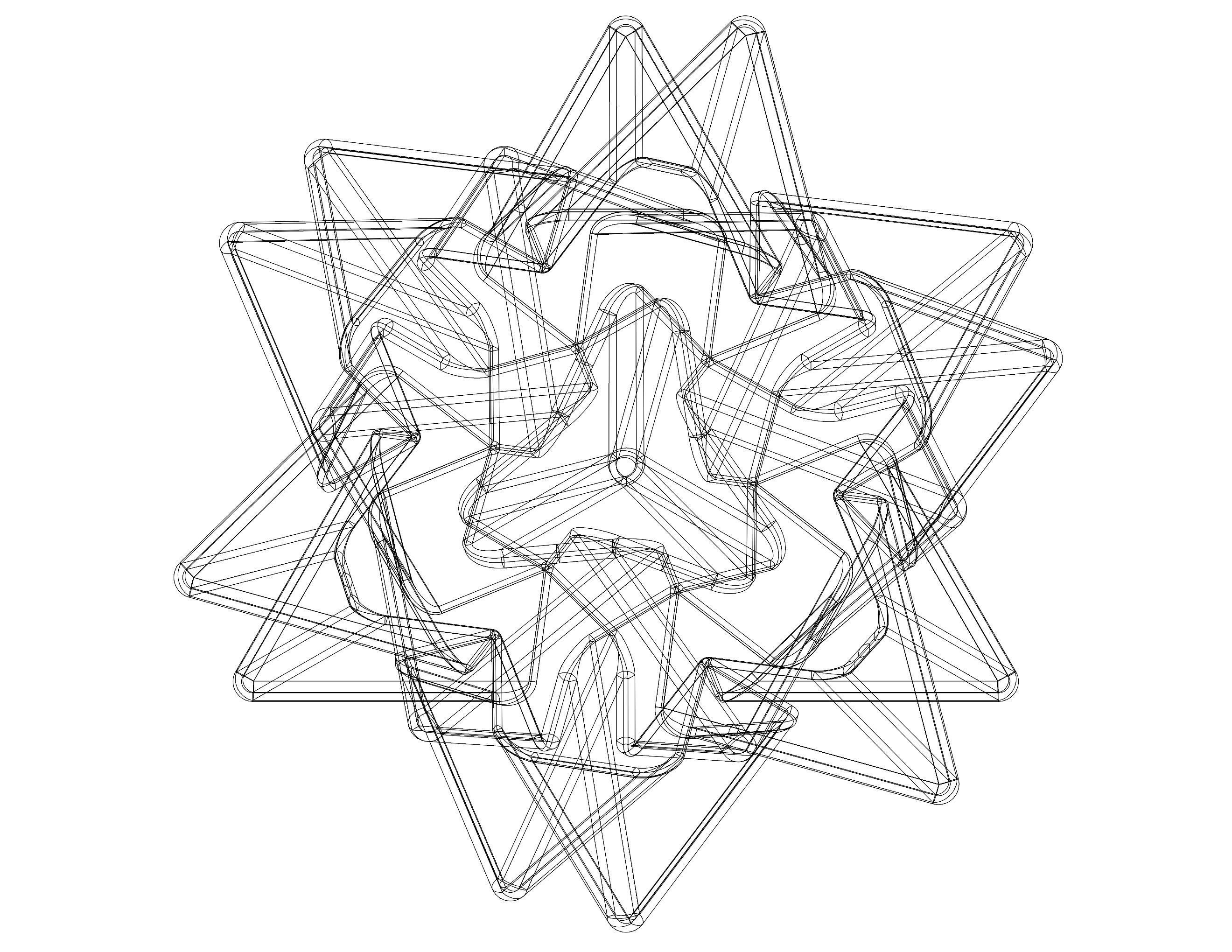 Wireframe Shape Compound of Five Tetrahedra 3D print model_8