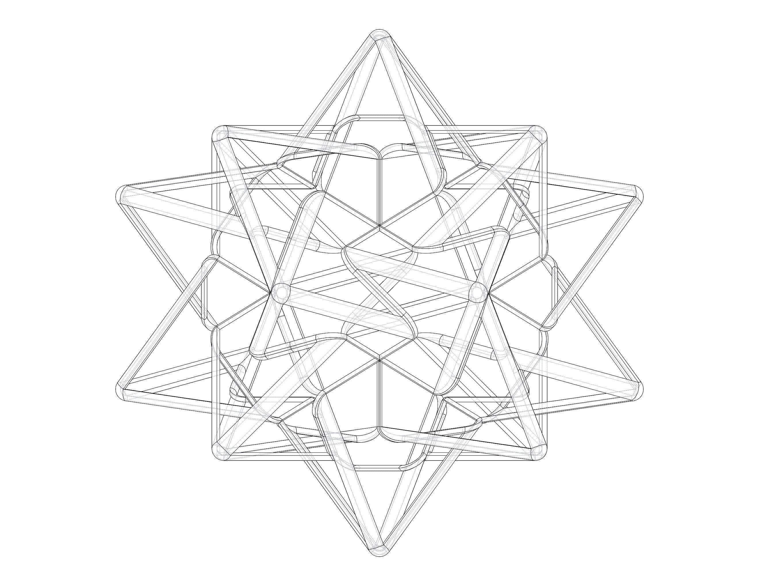 Wireframe Shape Compound of Five Tetrahedra 3D print model_39