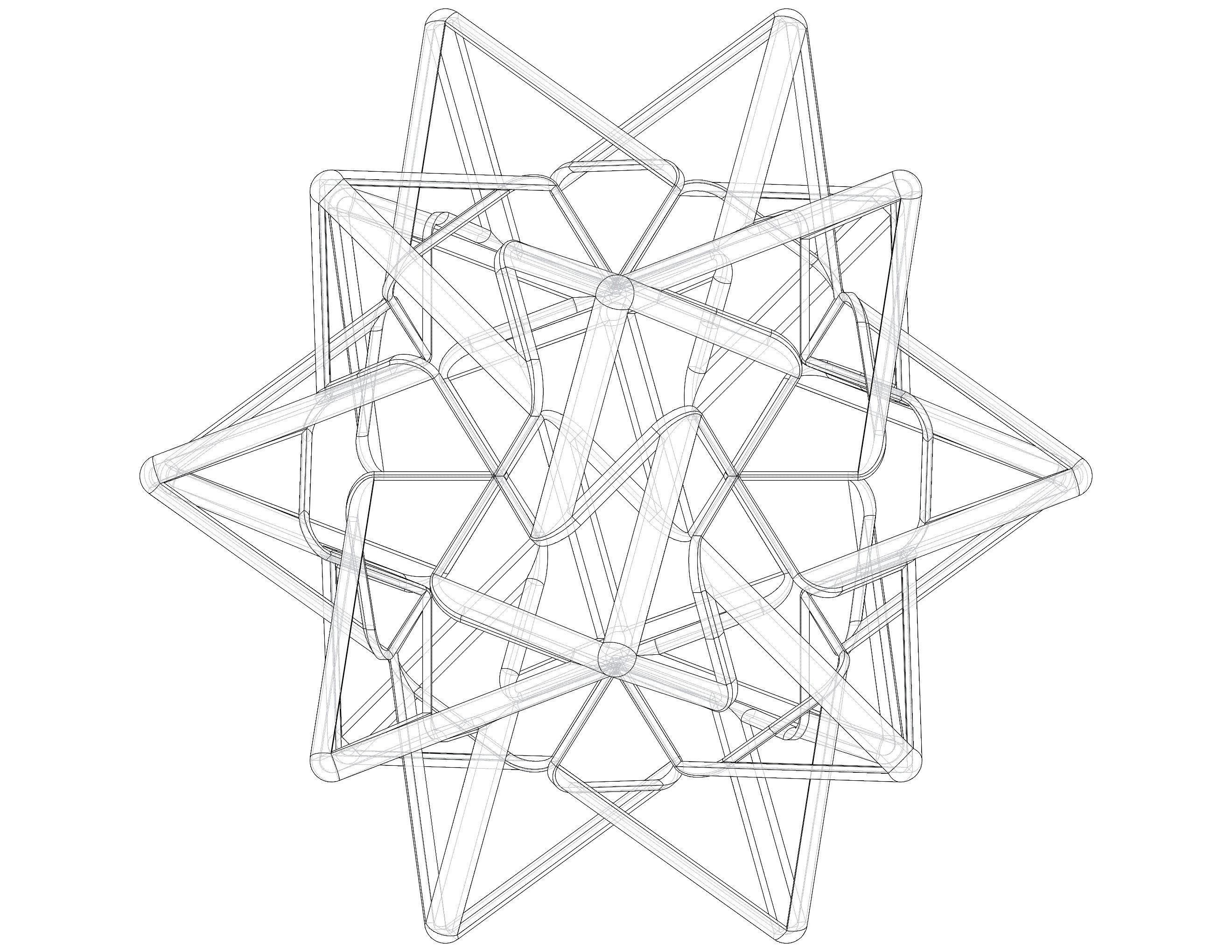 Wireframe Shape Compound of Five Tetrahedra 3D print model_15
