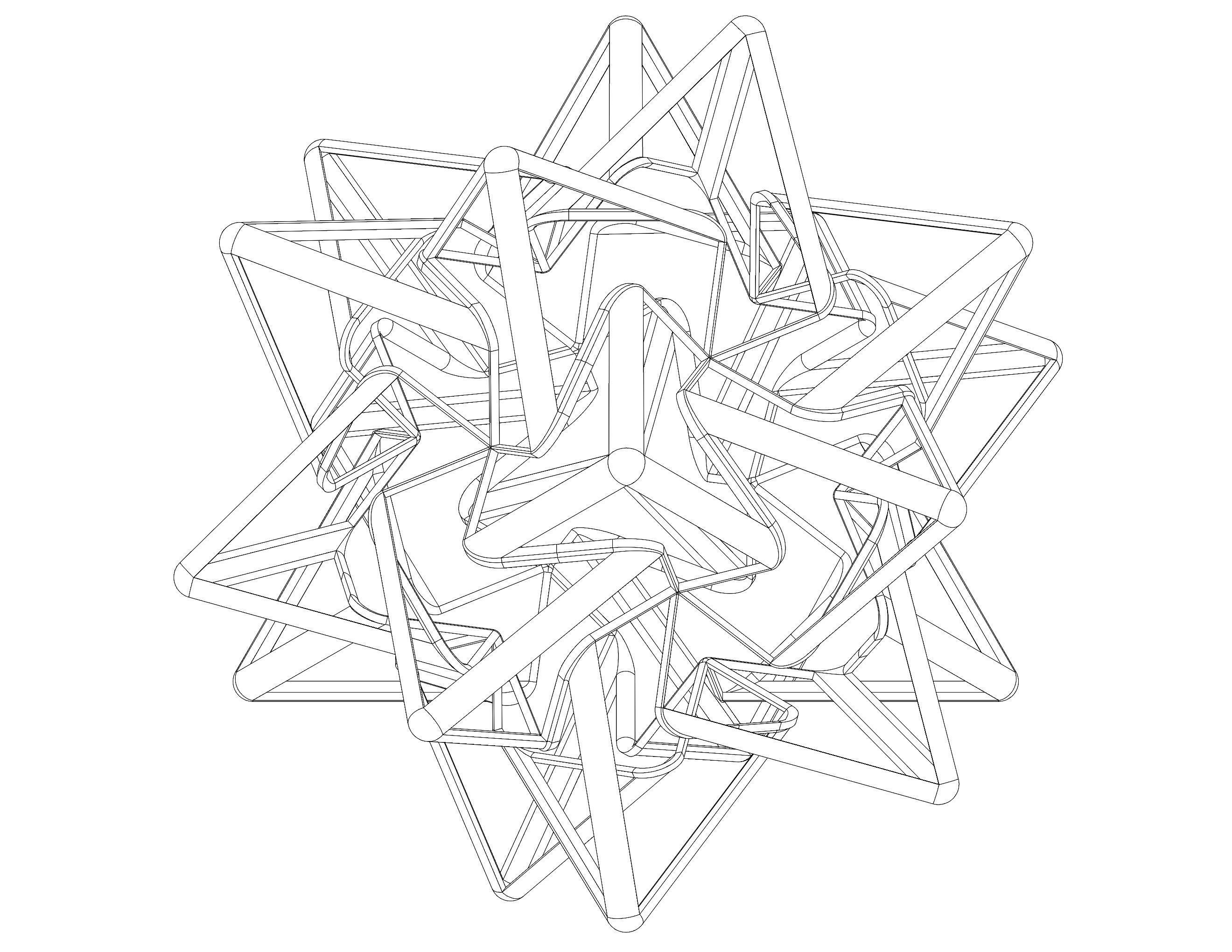 Wireframe Shape Compound of Five Tetrahedra 3D print model_6