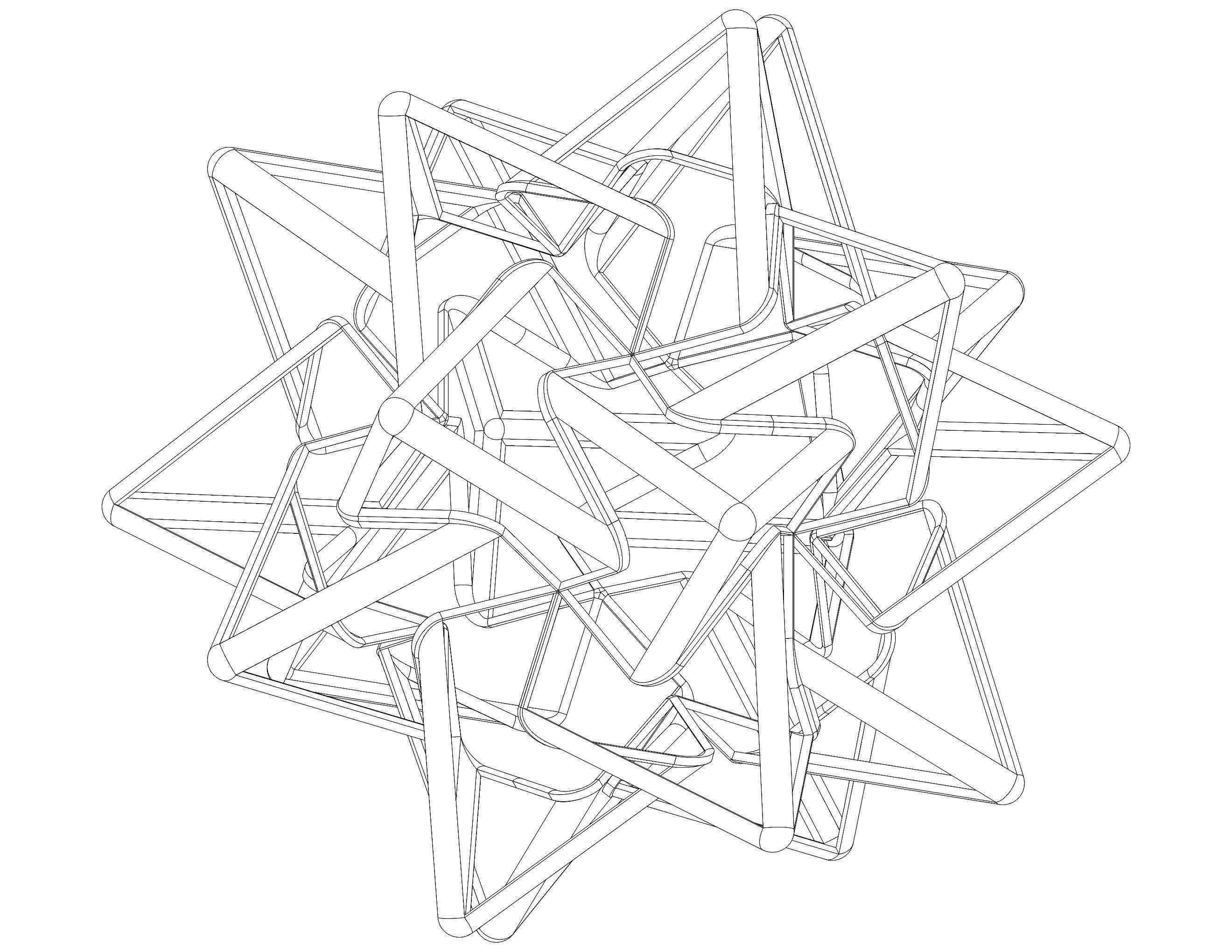 Wireframe Shape Compound of Five Tetrahedra 3D print model_34