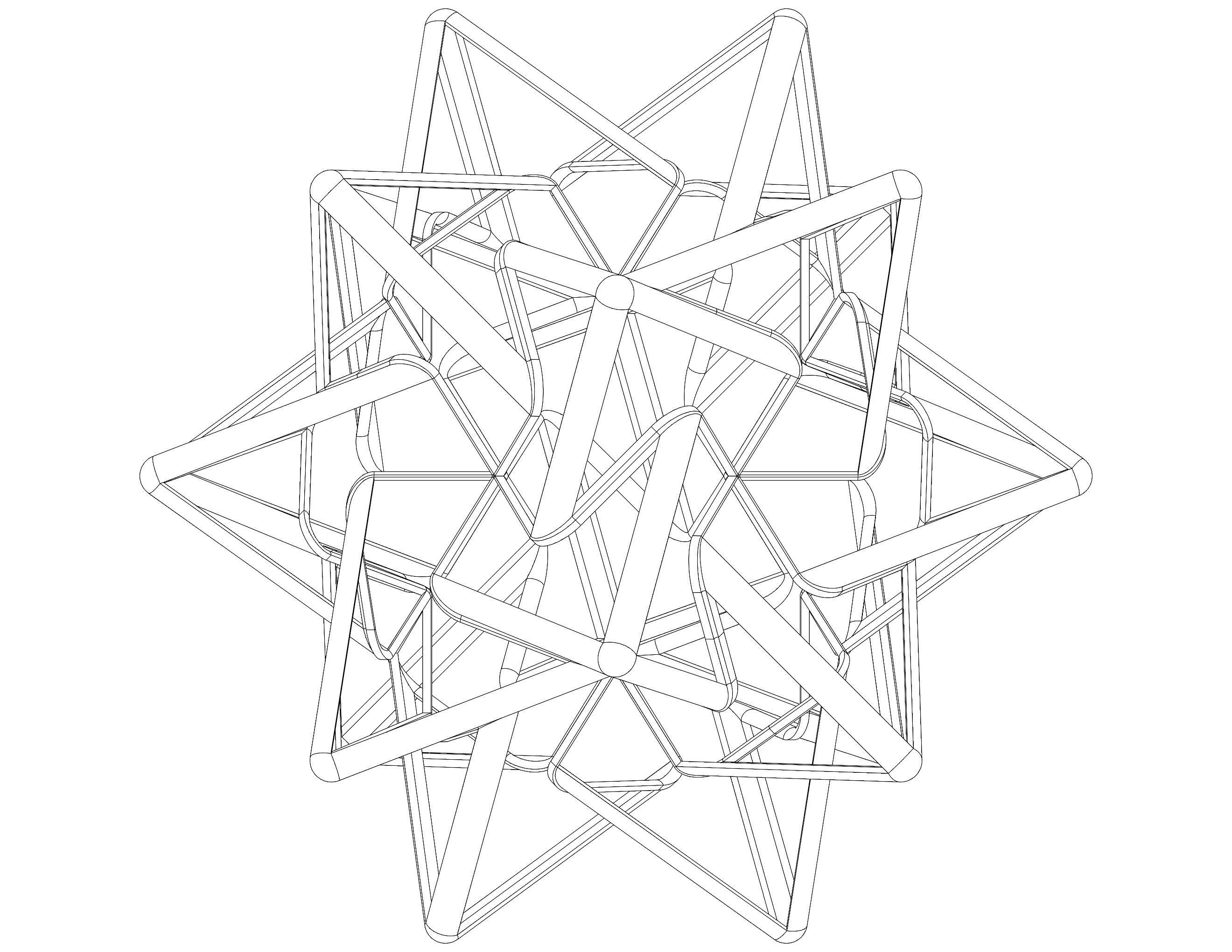 Wireframe Shape Compound of Five Tetrahedra 3D print model_14