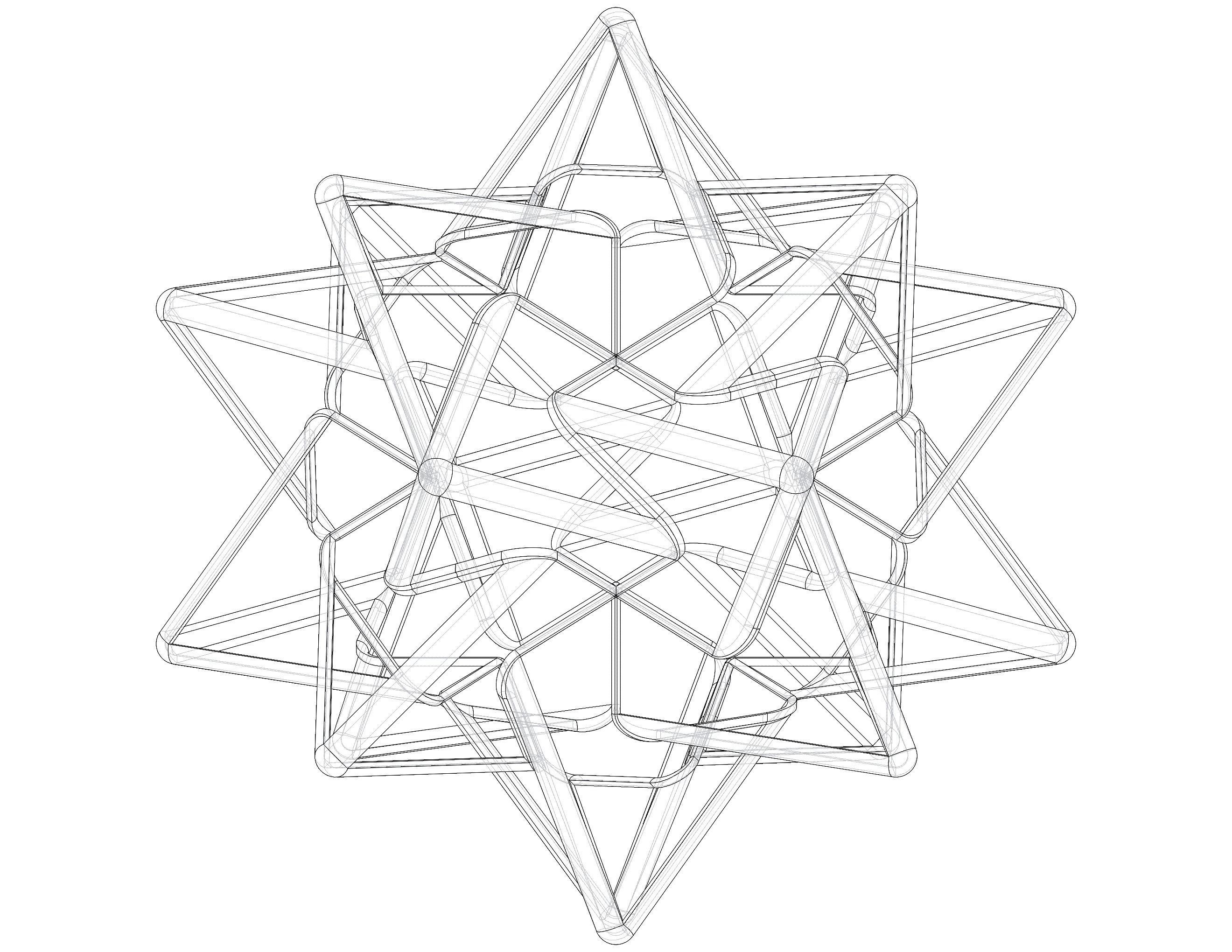 Wireframe Shape Compound of Five Tetrahedra 3D print model_23