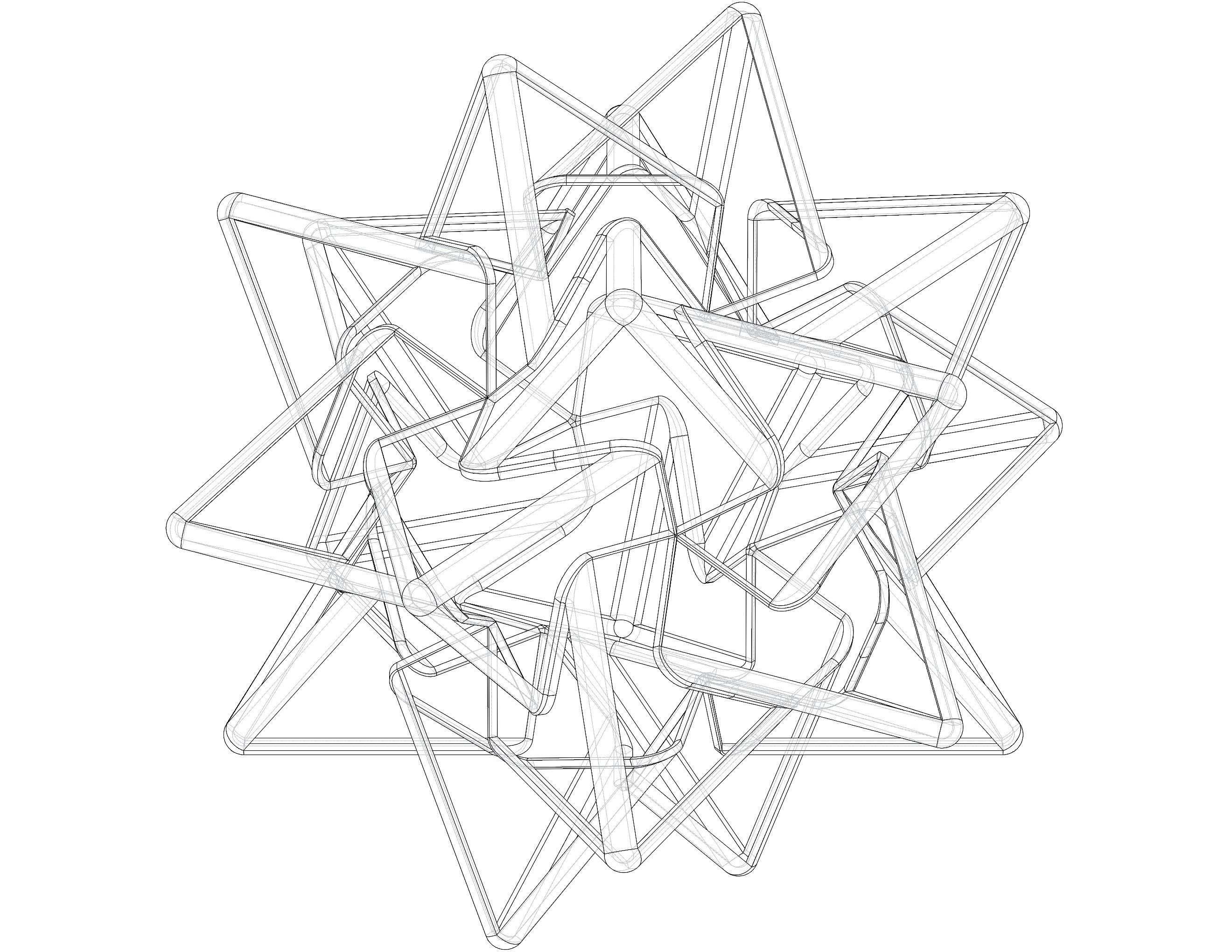 Wireframe Shape Compound of Five Tetrahedra 3D print model_3