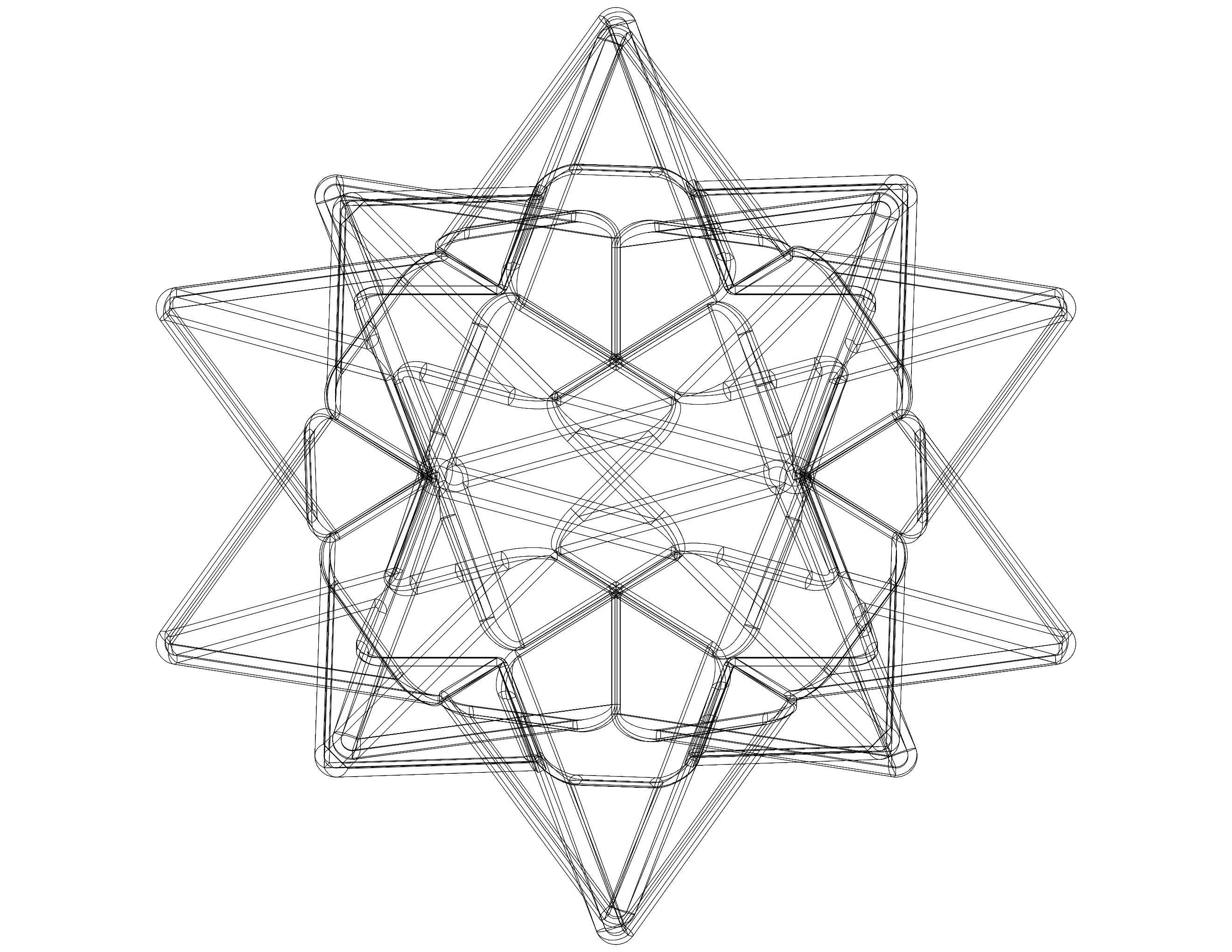 Wireframe Shape Compound of Five Tetrahedra 3D print model_24