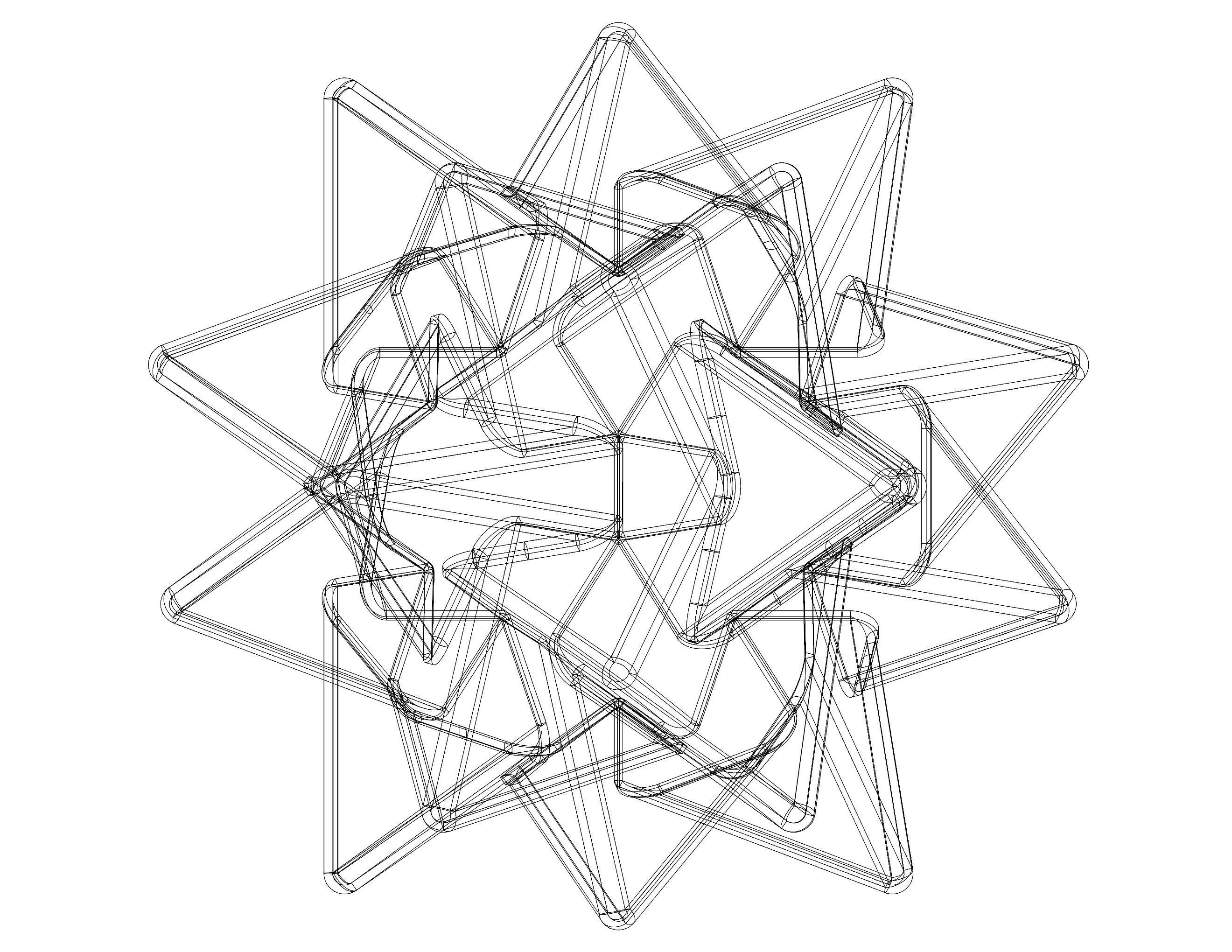 Wireframe Shape Compound of Five Tetrahedra 3D print model_20