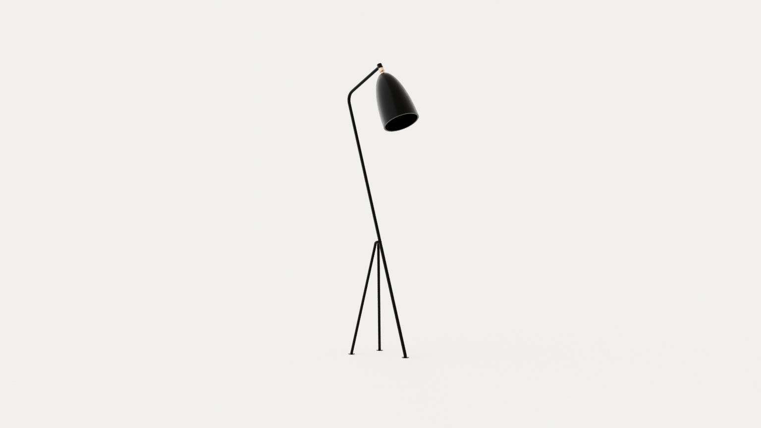 Grasshopper Floor lamp - Jet-Black Low-poly 3D model_3