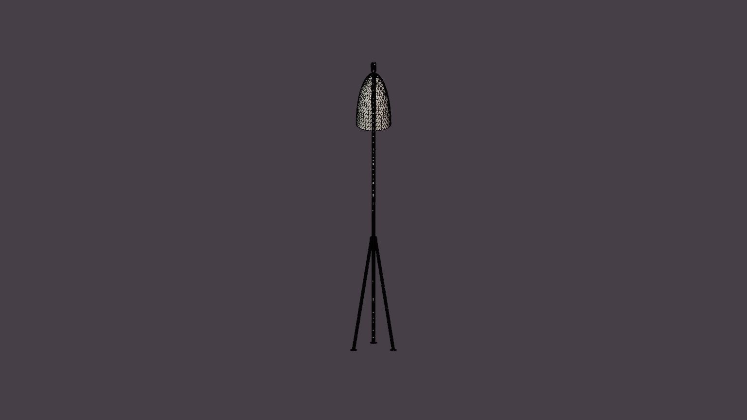 Grasshopper Floor lamp - Jet-Black Low-poly 3D model_7