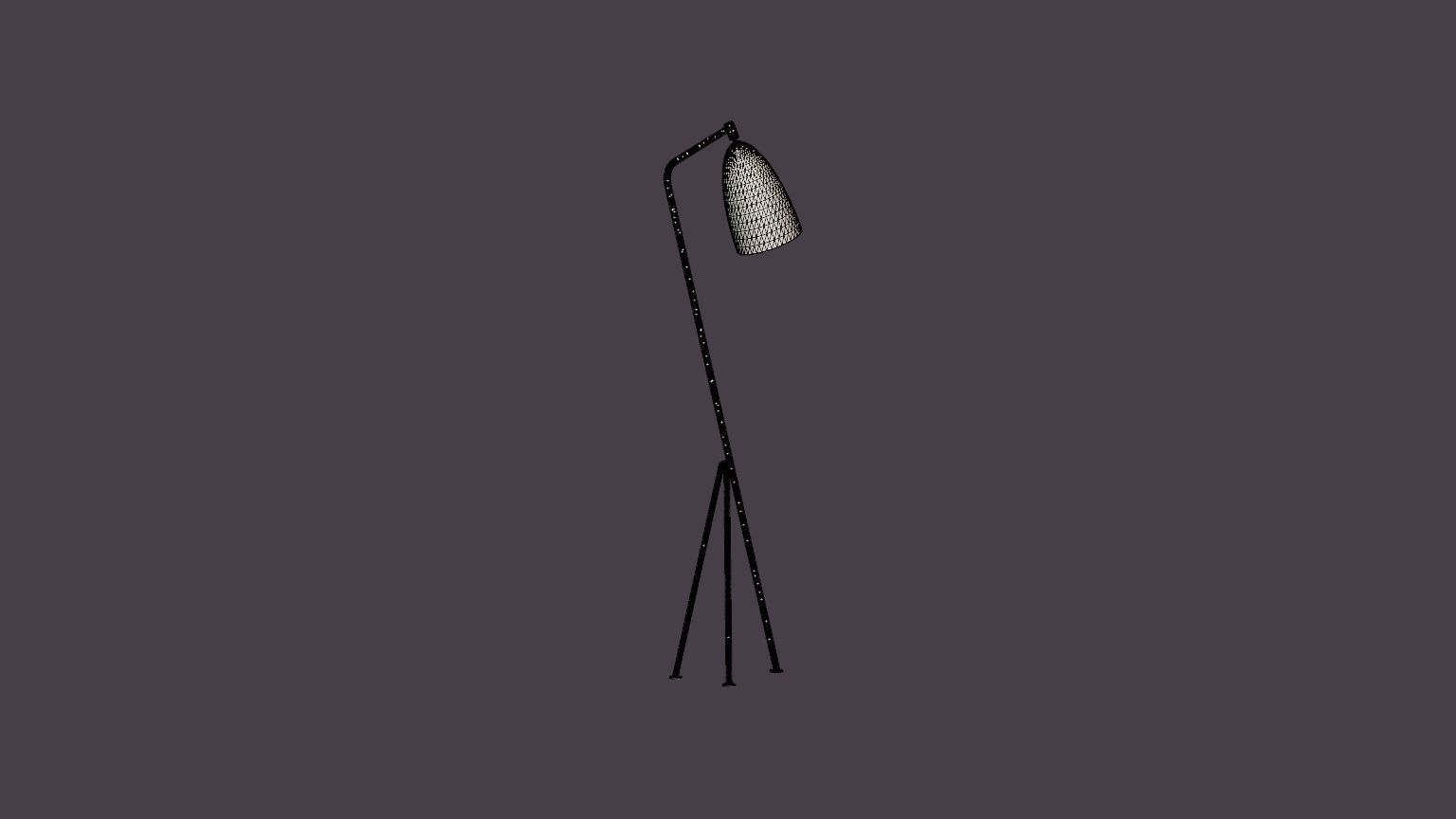 Grasshopper Floor lamp - Jet-Black Low-poly 3D model_6