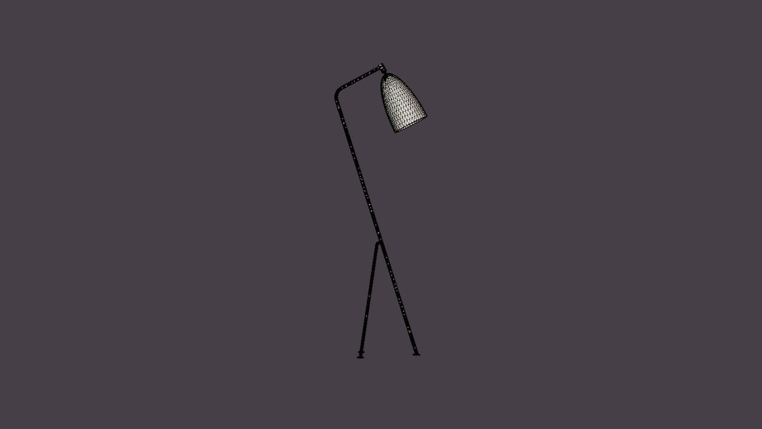 Grasshopper Floor lamp - Jet-Black Low-poly 3D model_5