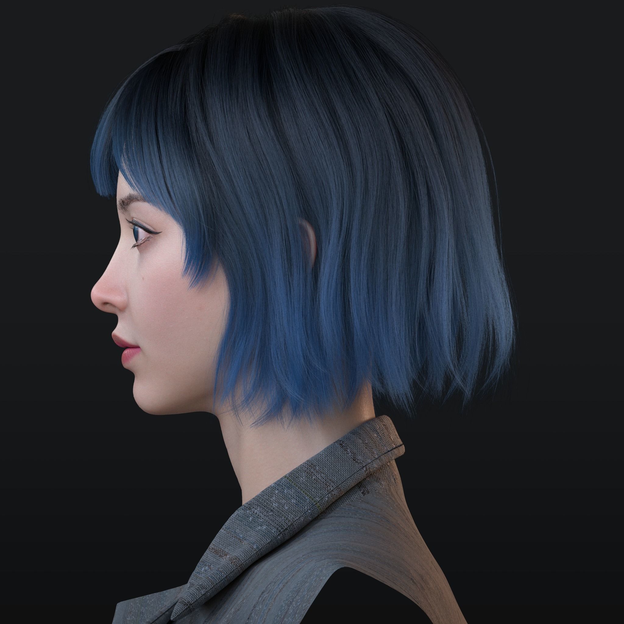 AsianGirl E head portrait  3D model_3