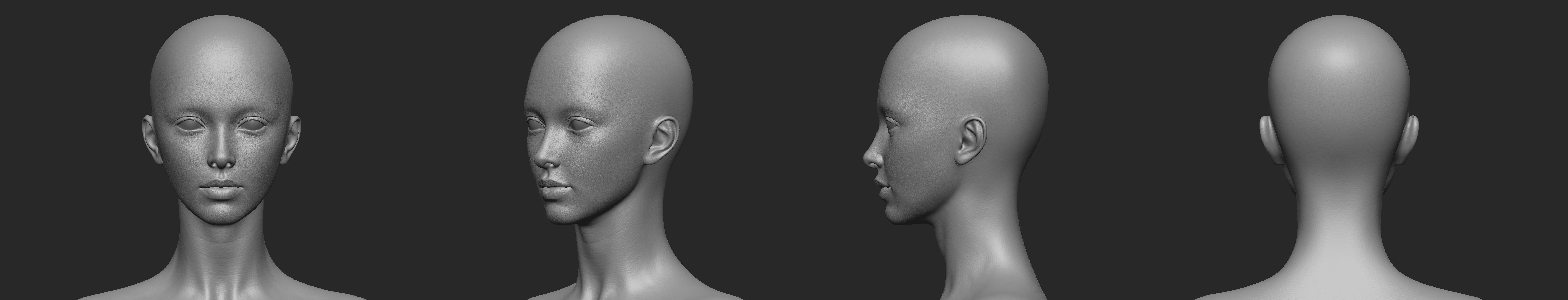 AsianGirl E head portrait  3D model_5