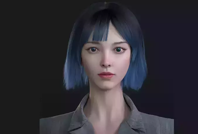 AsianGirl E head portrait  3D model