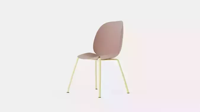 Beetle Chair Without Upholstery - Conic Base Brass - Powder Pink Low-poly 3D model