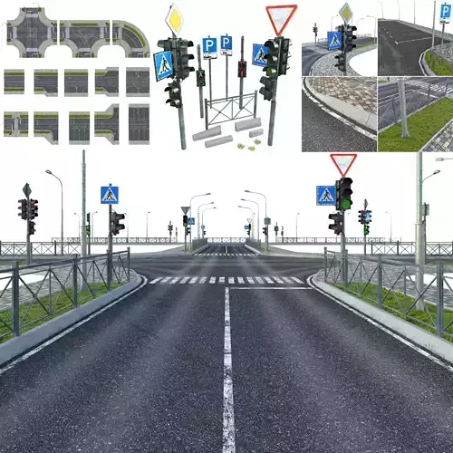 Sections of road 3D model