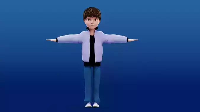 Cartoon Kid character Free low-poly 3D model
