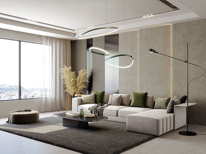 interior living room scene 32 3D model 2