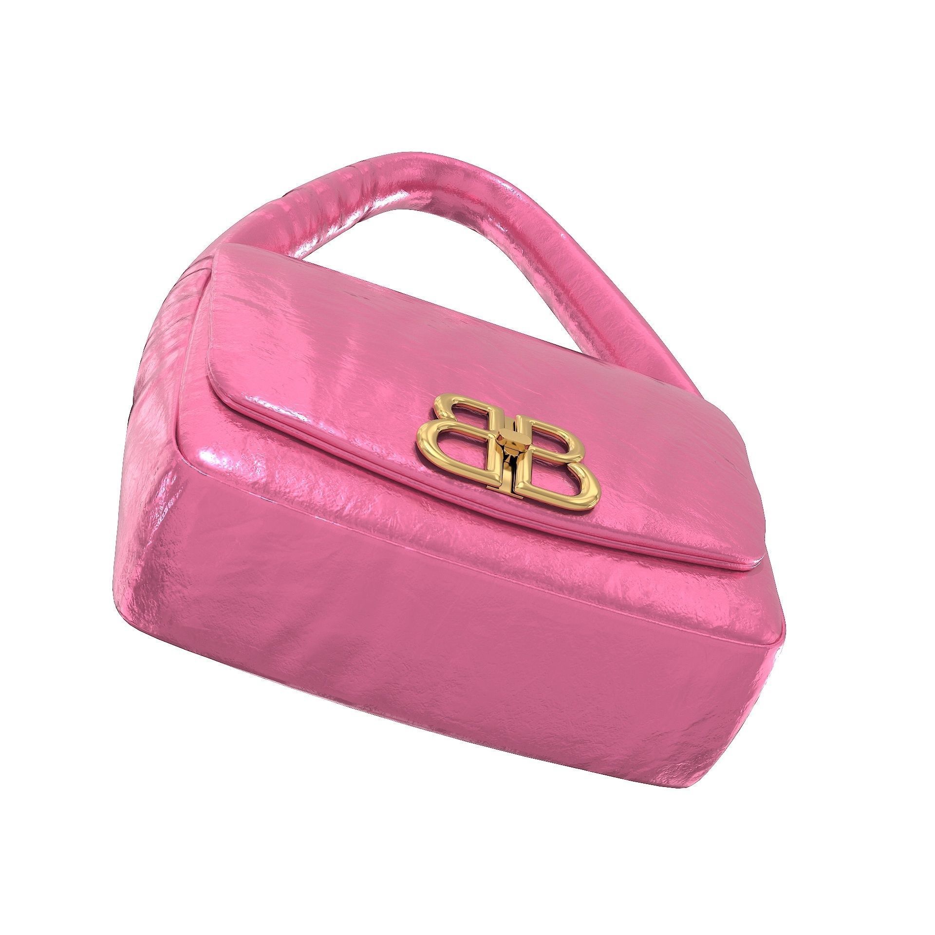 Balenciaga Monaco Small Sling Bag Pink Low-poly 3D model_4