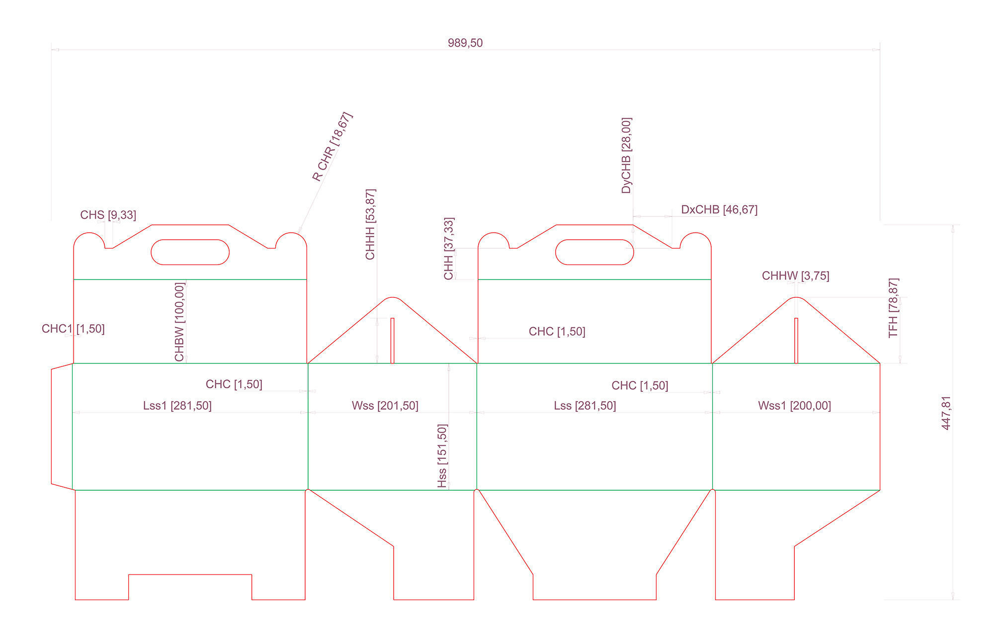 Gable Packaging Box Carrying Handle 280x200x150mm Texture_10