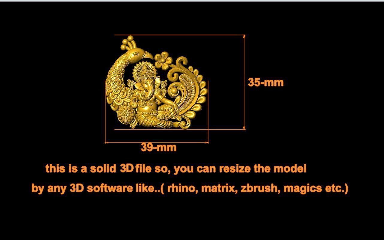 Peacock Ganesh Artwork-37 3D print model_8
