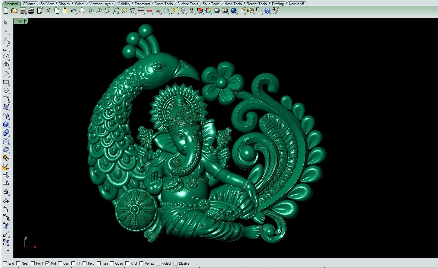 Peacock Ganesh Artwork-37 3D print model_3