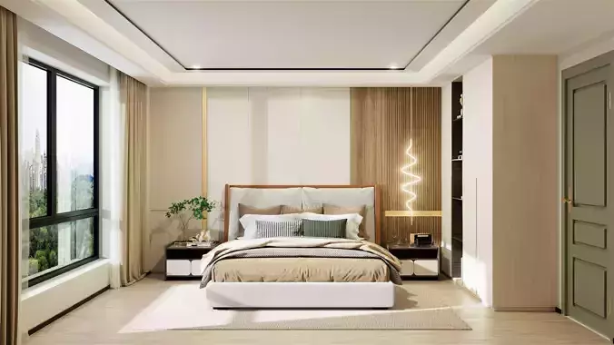 modern bedroom scene