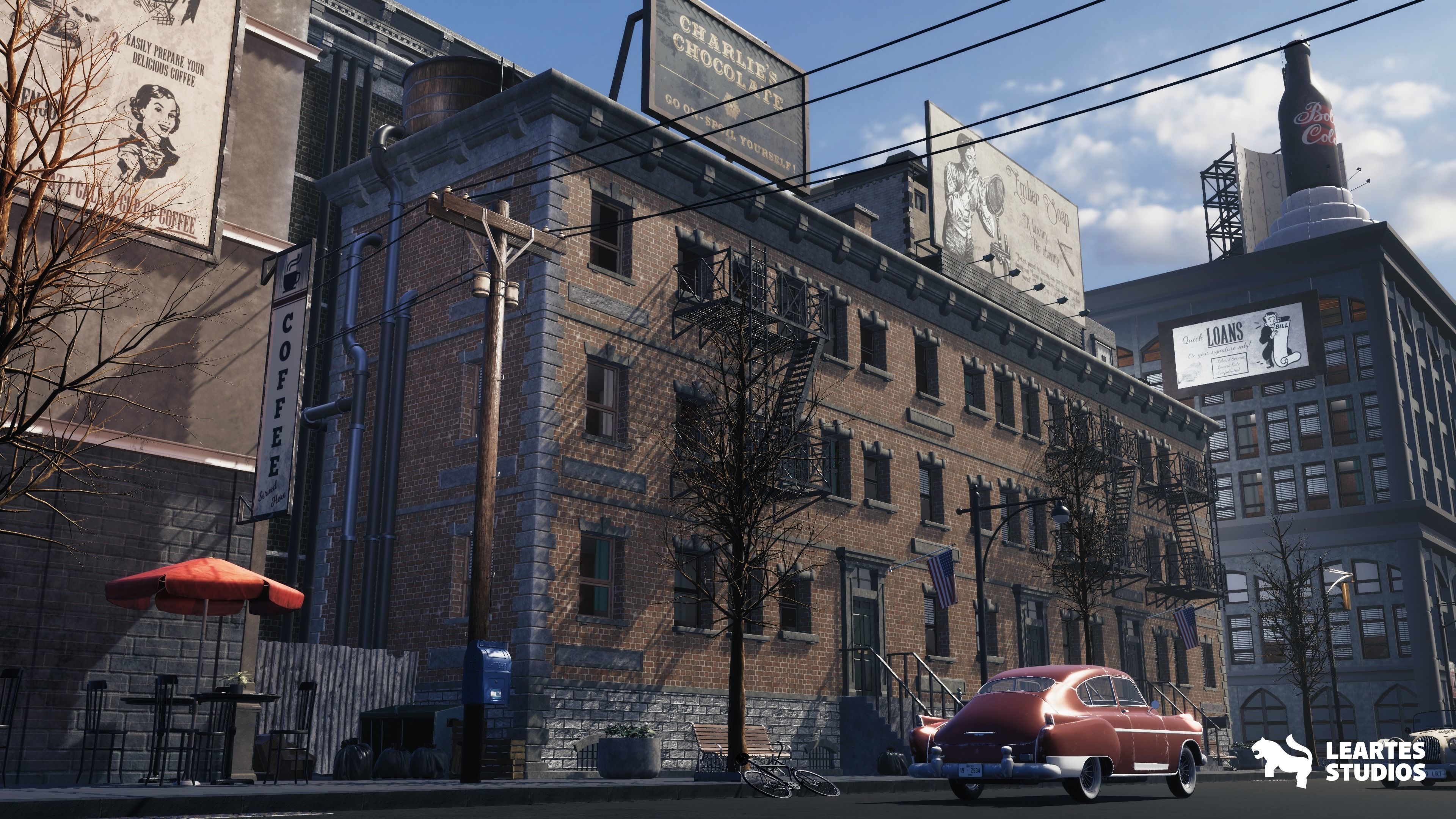 1950s NYC Environment Megapack Low-poly 3D model_5