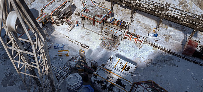 Industrial snow scene 3D model