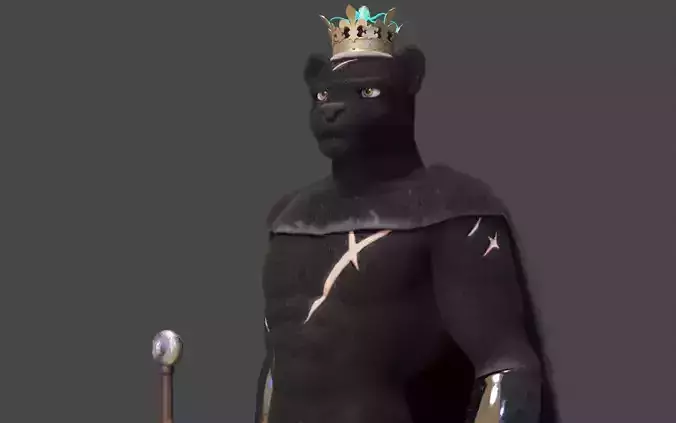 3D nft wolf character Wolf King