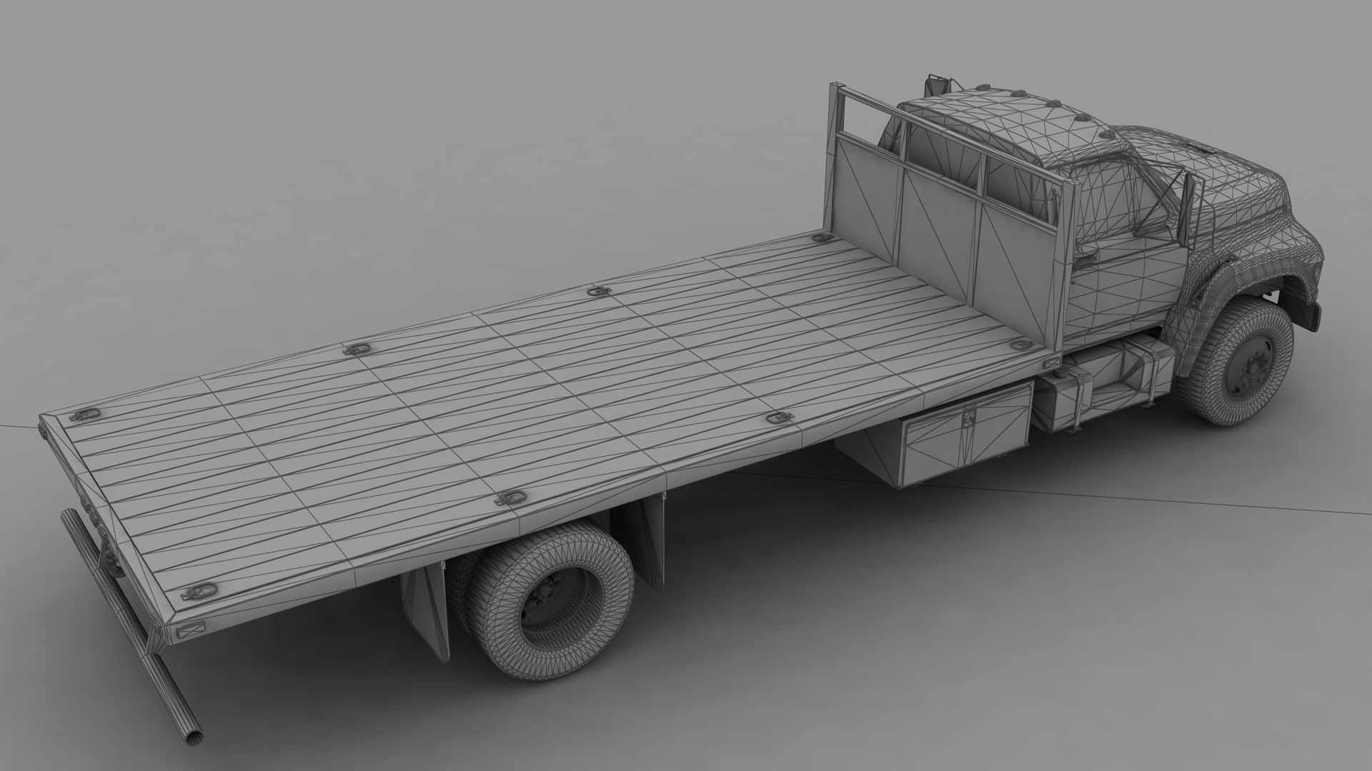  F-Series F-700 Flatbed Truck 1995 Low-poly 3D model_9