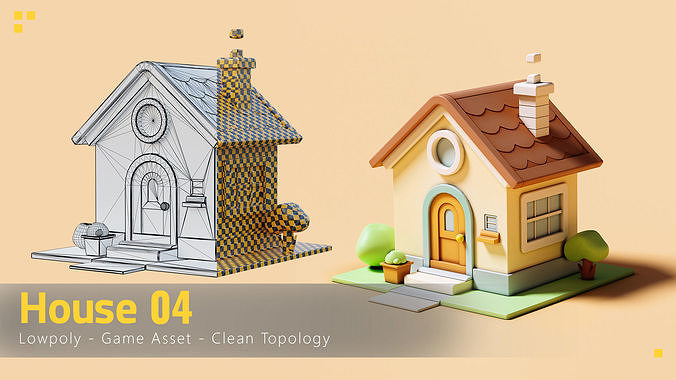 16 Stylized Building - kitbash Low-poly 3D model 5