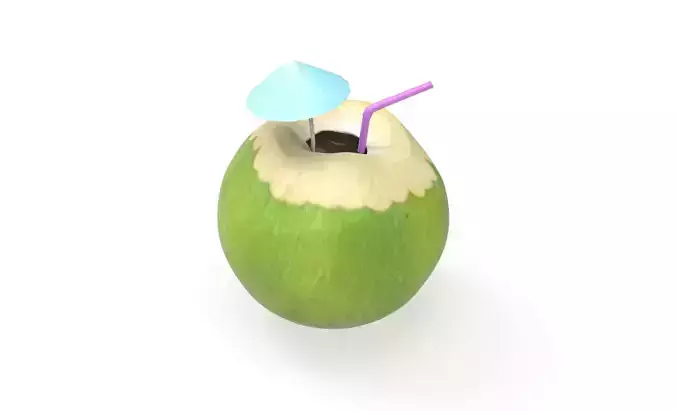 Coconut water with coconut seeds Free low-poly 3D model