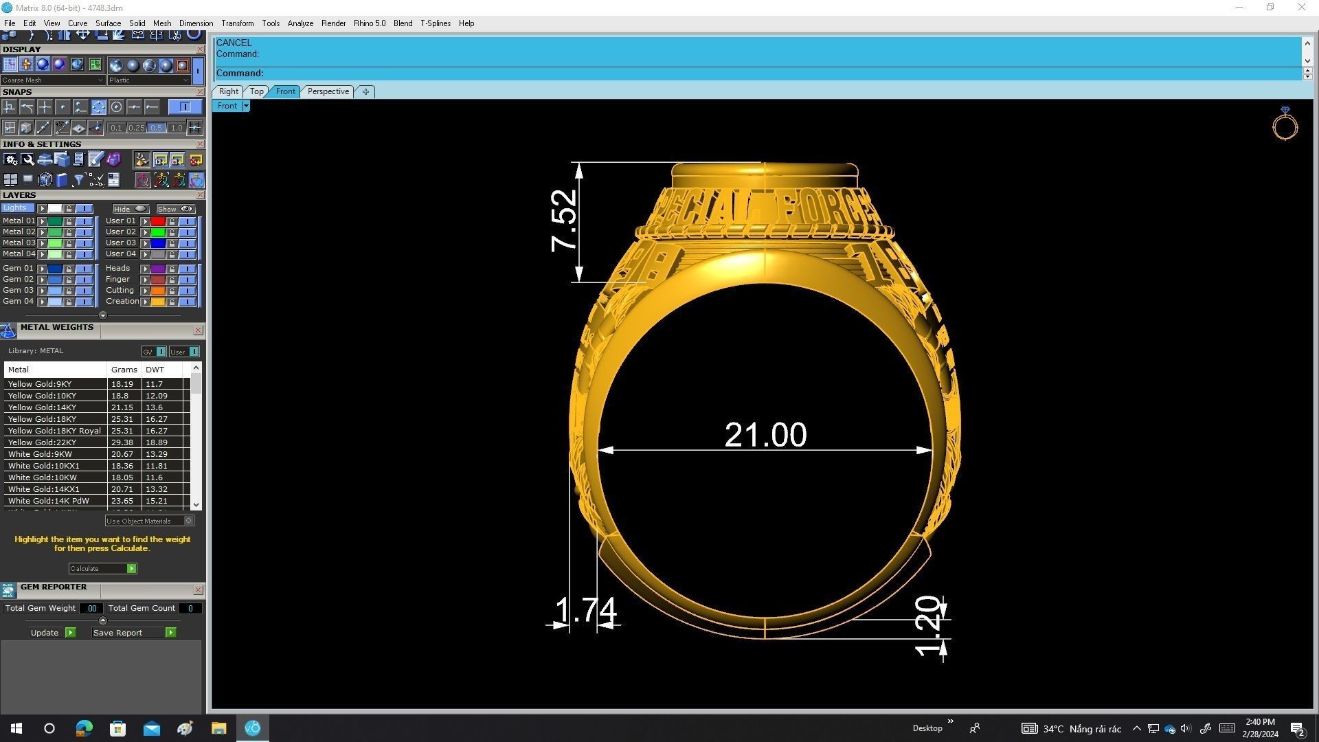 A4748 USA Army Men Ring 3D print model_6