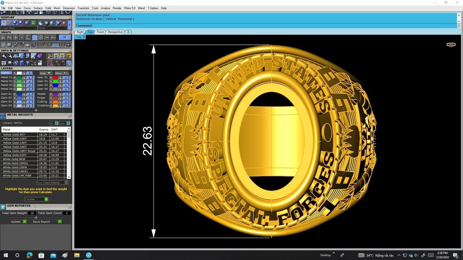 A4748 USA Army Men Ring 3D print model_5