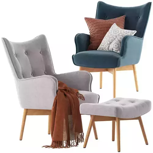 Temple and Webster Buckland Armchair  and Footstool